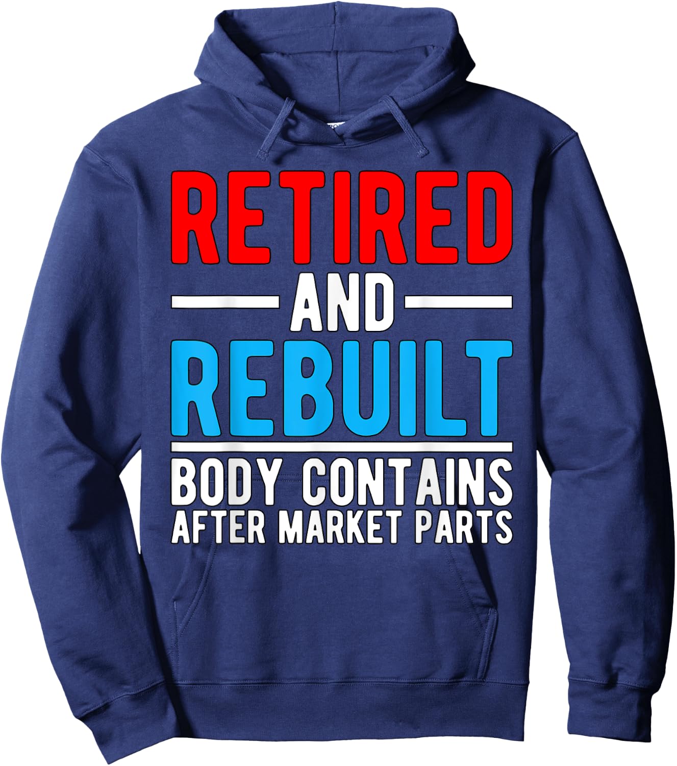 BW Surgery Retired and Rebuilt Hippie Theme Medical Replacement Parts , Men's Black Small Classic Fit Short Sleeve Hoodie - Hoodie | Navy