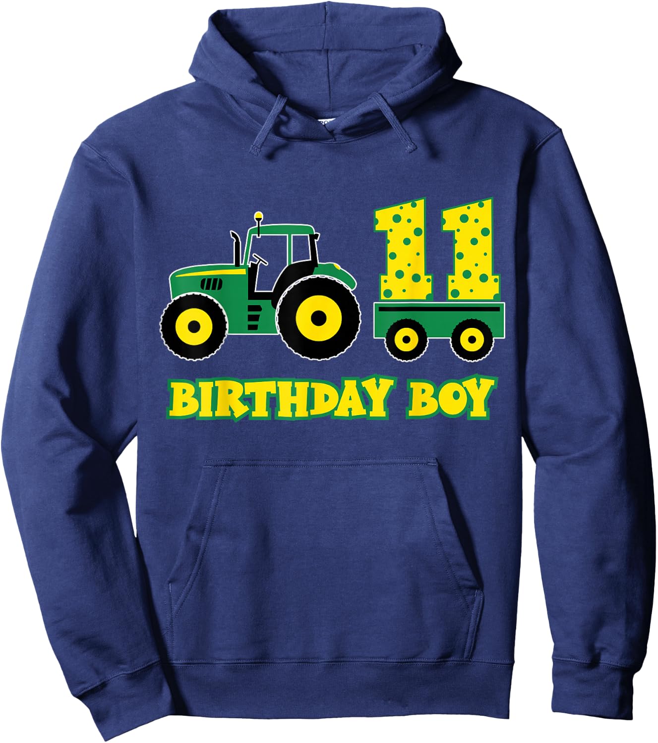 Tractor Truck 11th Birthday Boy Funny 11 Years Old Farm Boys Hoodie - Hoodie | Navy