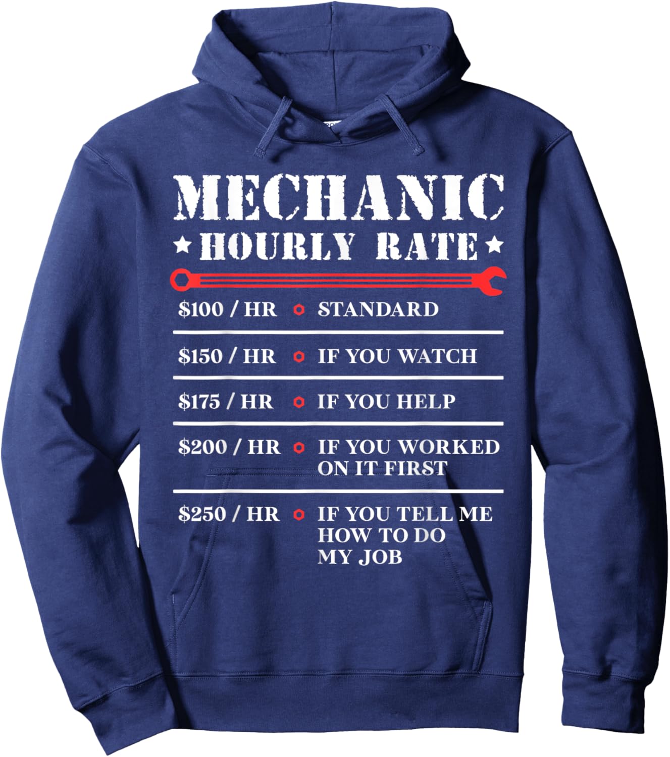 Mechanic Hourly Rate Funny Car Motorcycle Labor Gift Hoodie - Hoodie | Navy