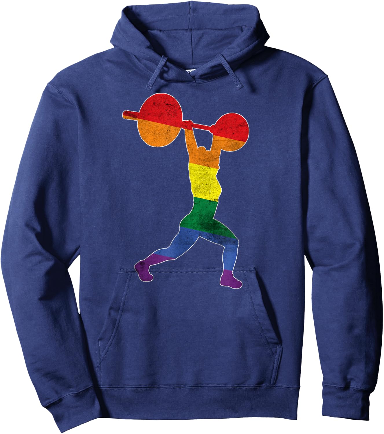 Gay Pride Weightlifting training Gym distressed look Hoodie - Hoodie | Navy