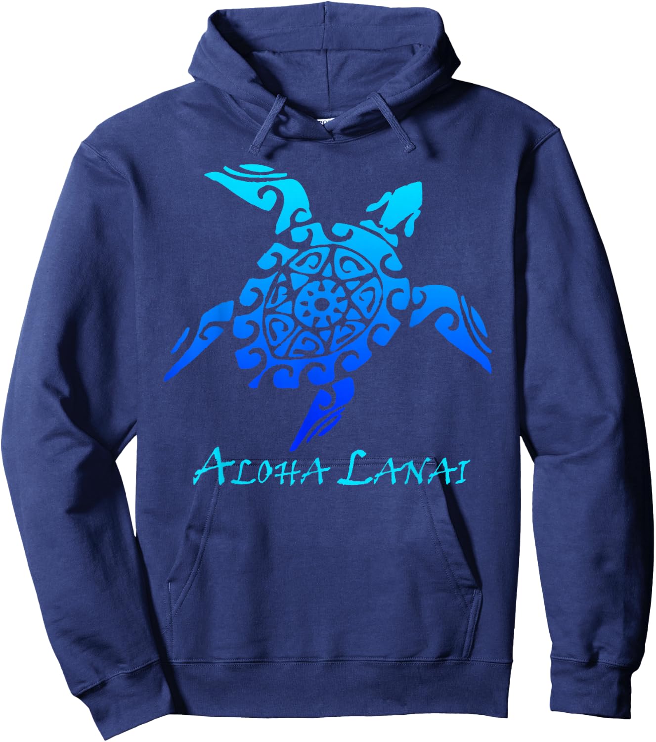 Aloha Lanai Vintage Hawaiian Island Tribal Turtle Hoodie - Hoodie | Navy