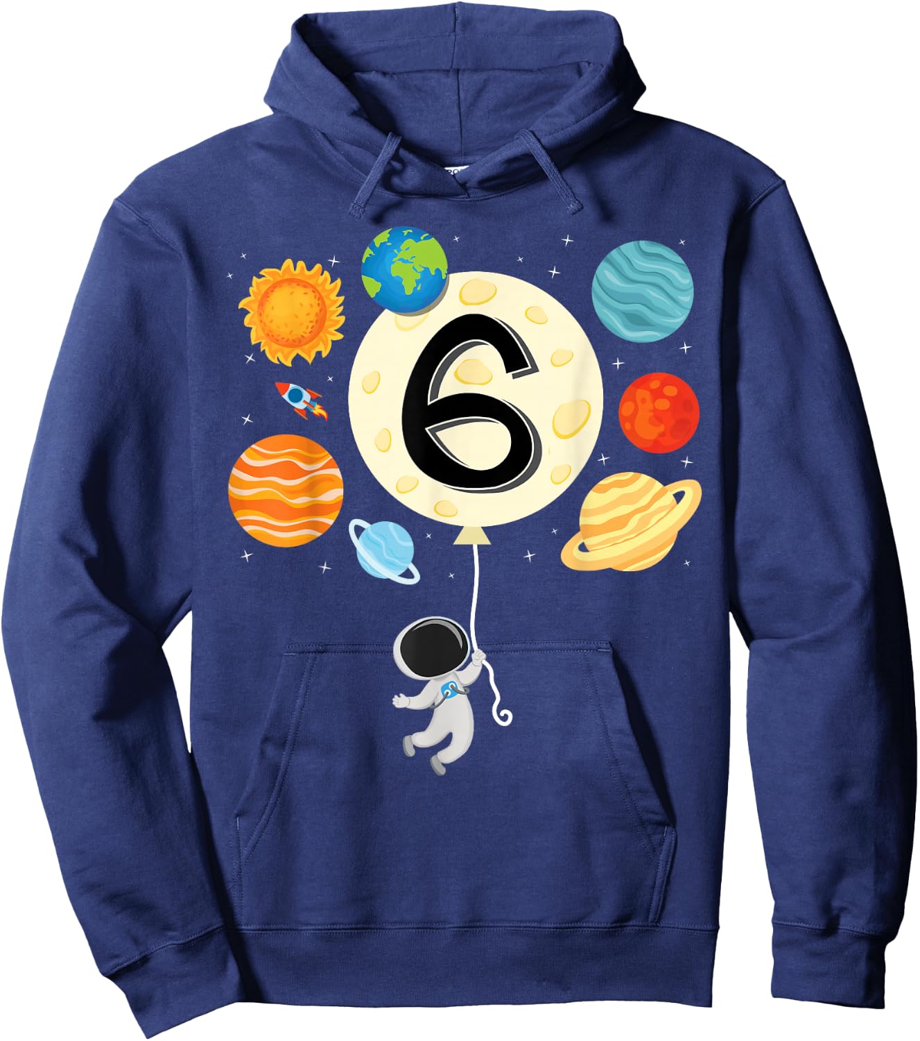 Astronaut Balloon Planets 6th Birthday Space theme science Hoodie - Hoodie | Navy