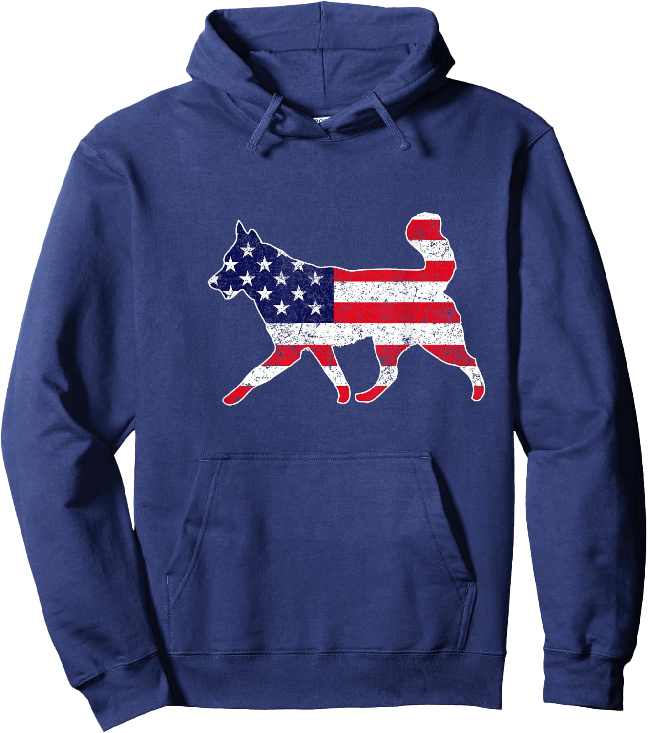 4th Of July Siberian Husky Dog Graphic Patriotic USA Flag Hoodie - Hoodie | Navy