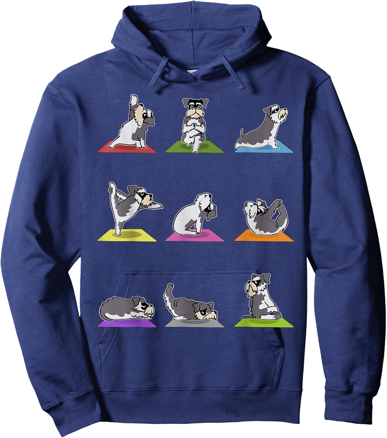 Funny Miniature Schnauzer Dogs Yoga Poses Meditation Lovers Hoodie - Hoodie | Navy