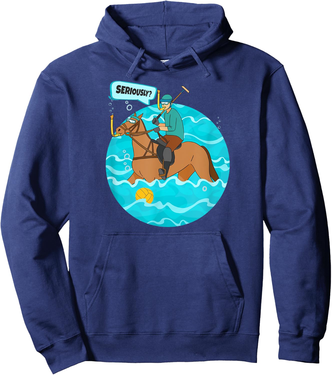 Funny Water Polo Player on Horse Playing Water Polo Hoodie - Hoodie | Navy