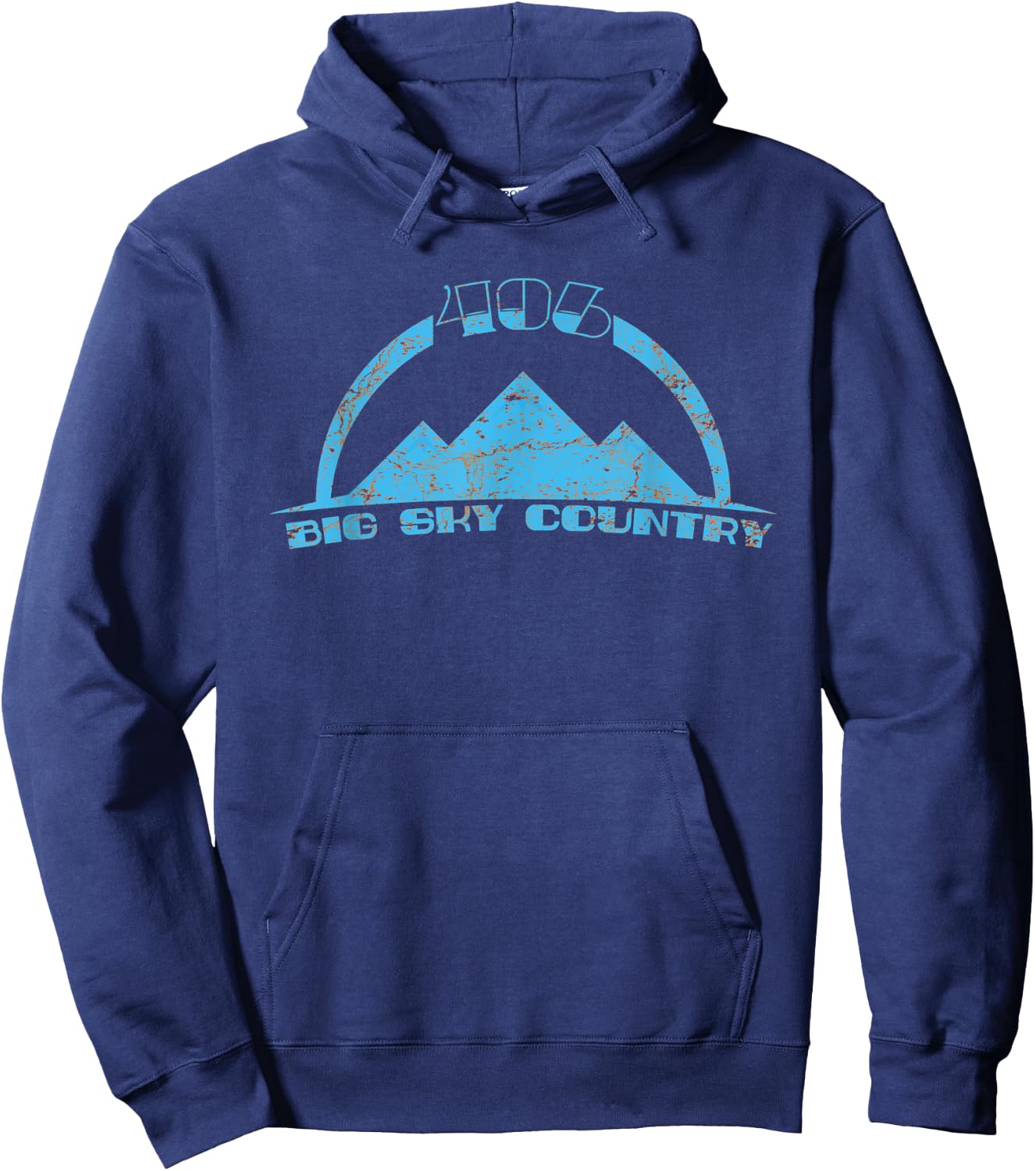 406 Big Sky Country Montana Distressed State Pride Hoodie - Hoodie | Navy