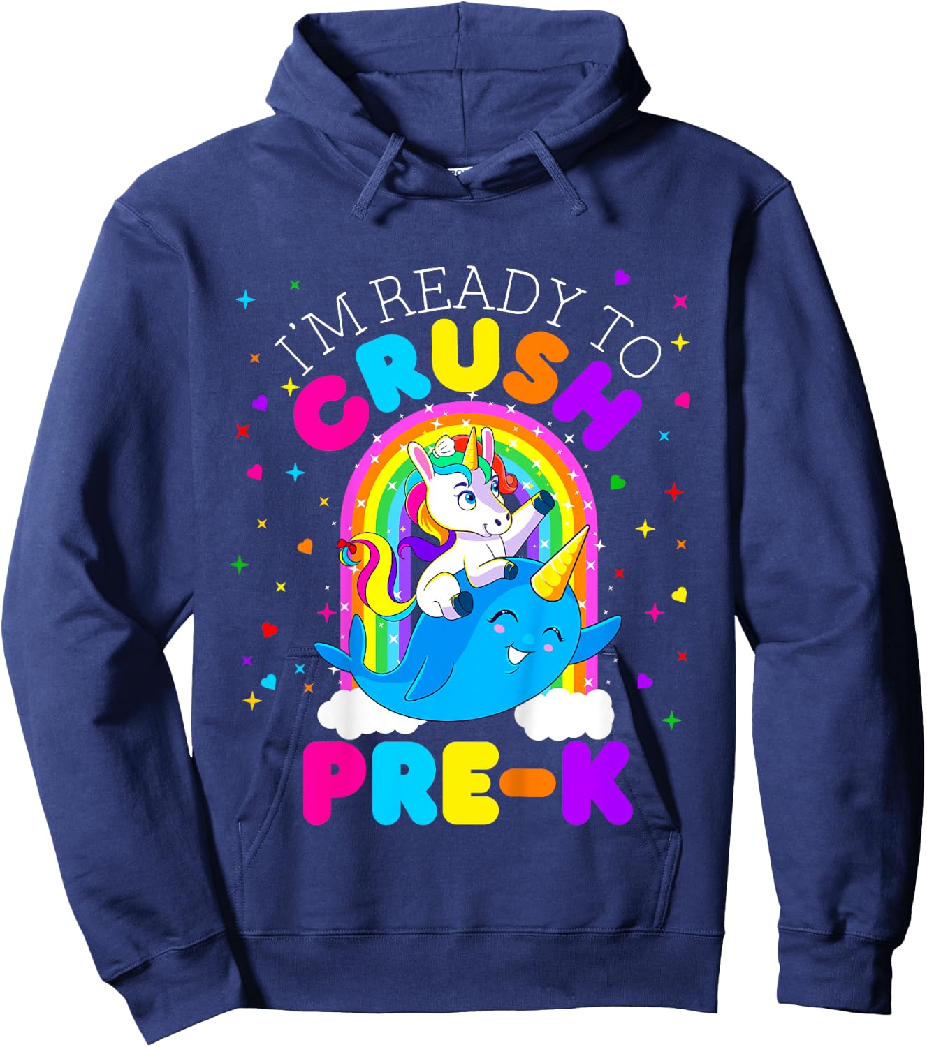Kids I'm Ready to Crush Pre K Unicorn First Day of PreK Girls Hoodie - Hoodie | Navy