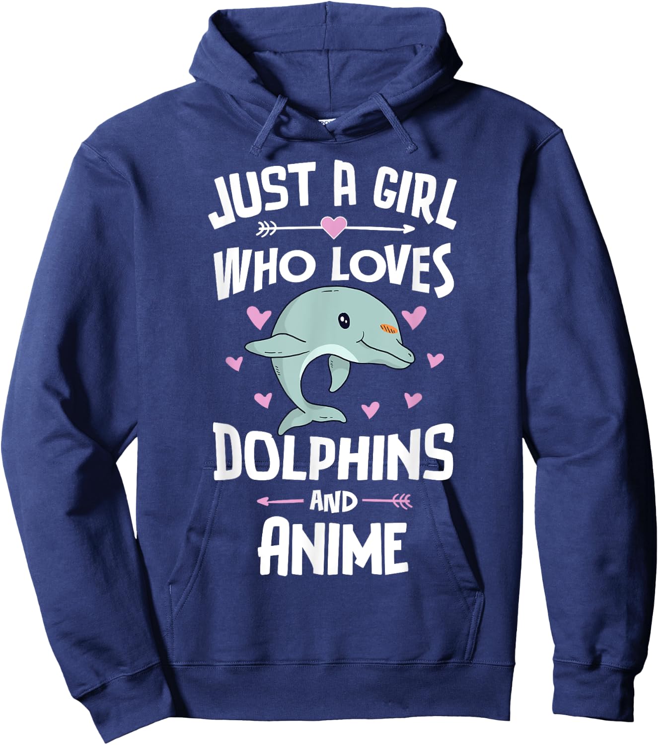 Just A Girl Who Loves Dolphins And Anime Gift Women Hoodie - Hoodie | Navy