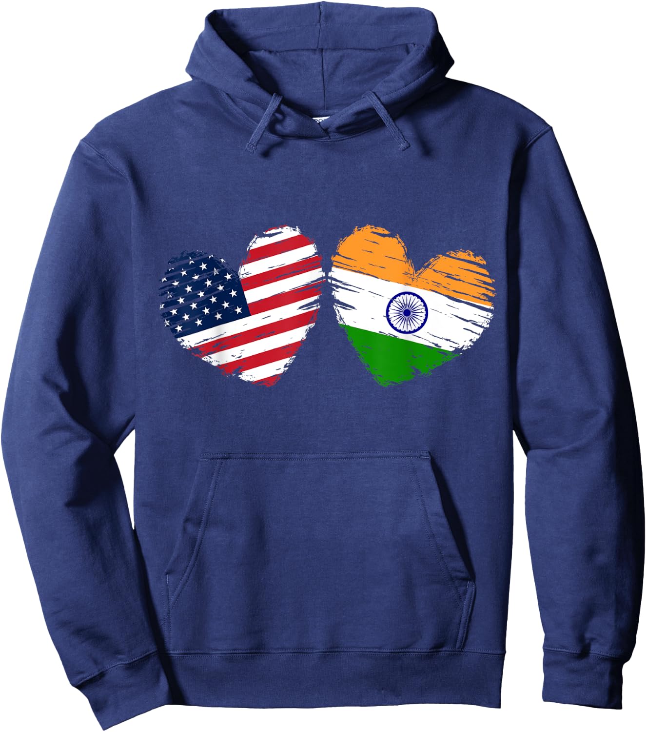 USA India Flag Heart Valentines Day Indian American Hoodie - Hoodie | Navy