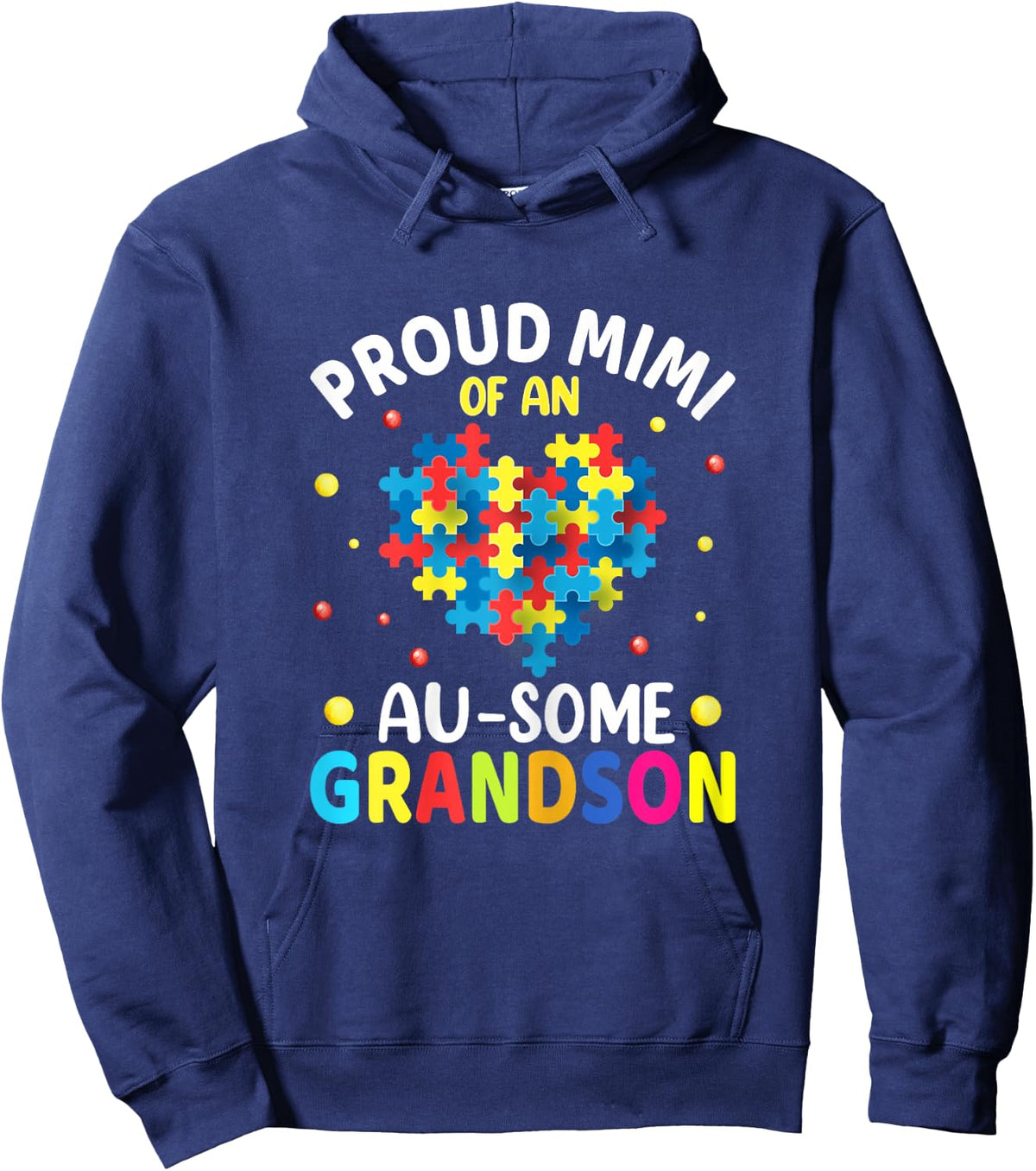 Proud Mimi of An Awesome Grandson - Autism Awareness Grandma Hoodie - Hoodie | Navy