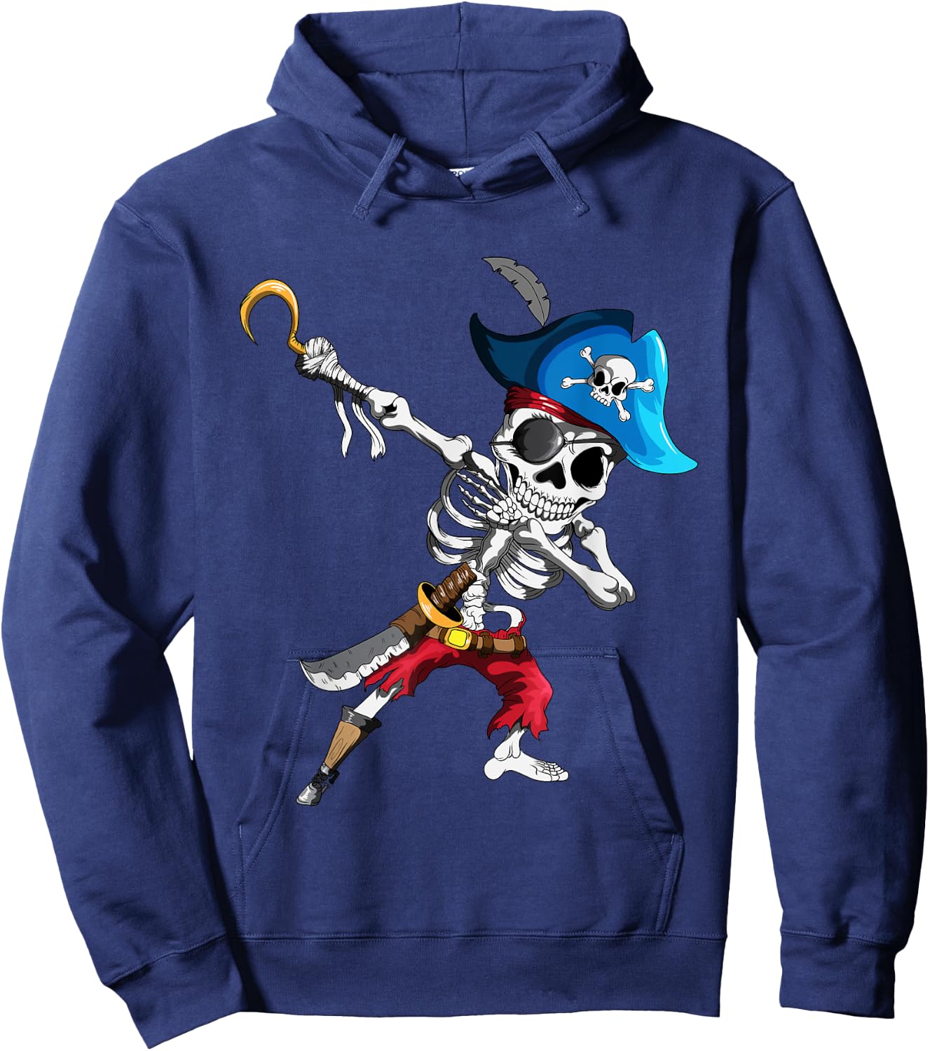 Dabbing Pirates Skeleton Eye Flap Pirate Ship Halloween Hoodie - Hoodie | Navy