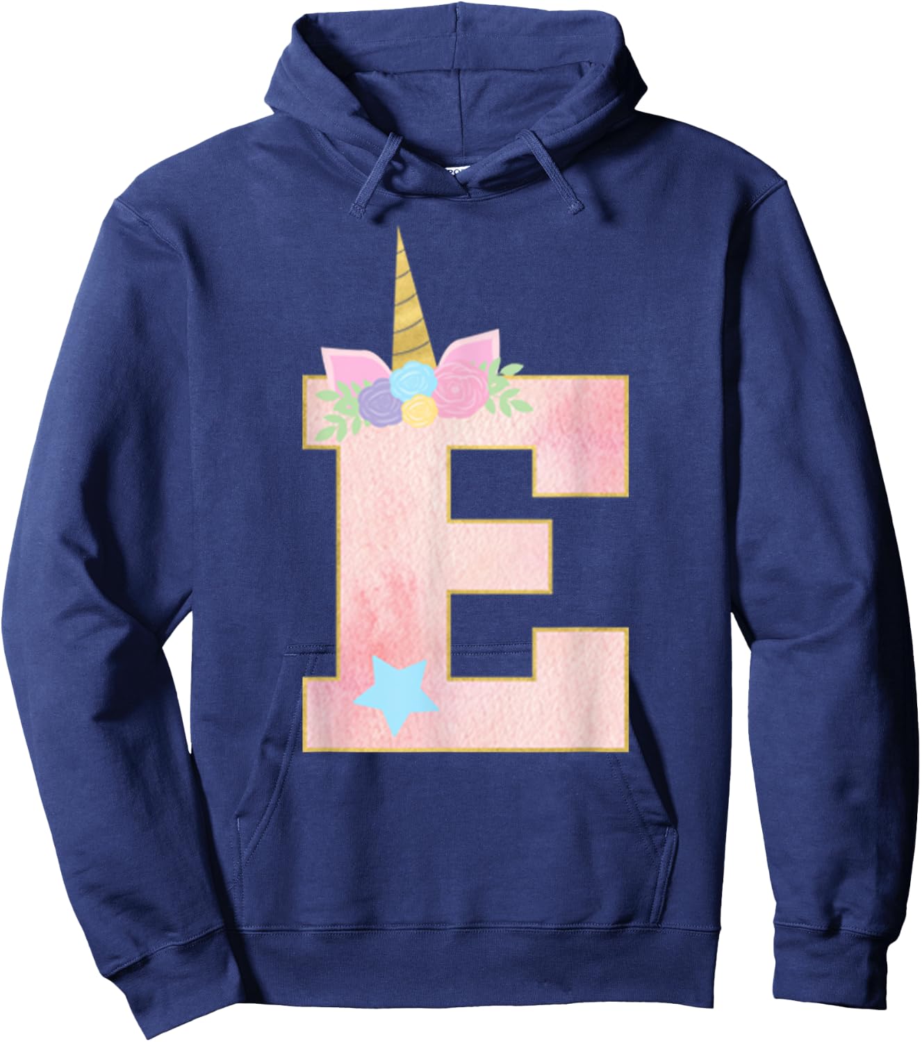 Initial Letter E Unicorn Monogram for Girls Unicorn Birthday Hoodie - Hoodie | Navy