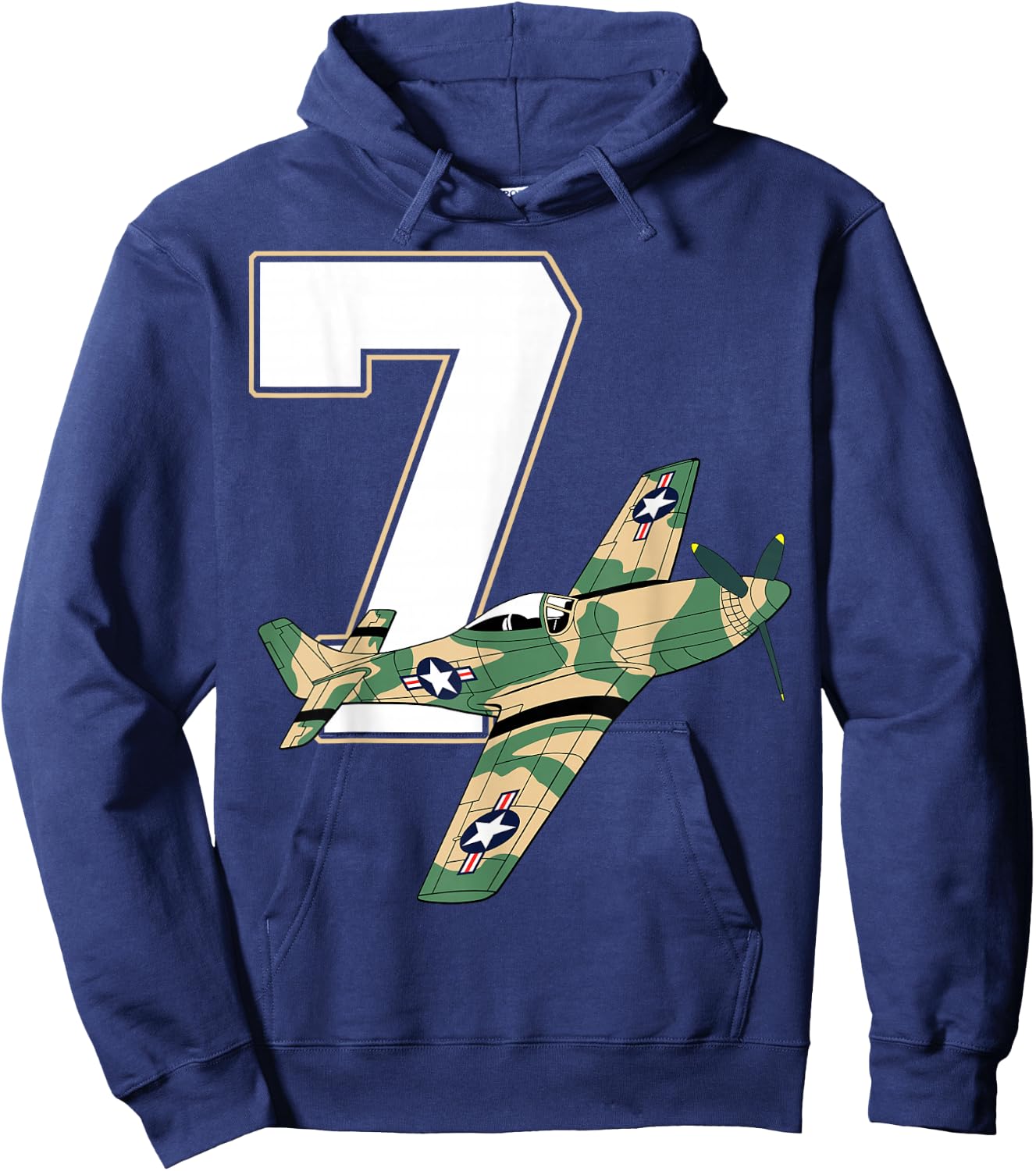 7th Birthday Military Plane Aircraft Fighter 7 Years Old Boy Hoodie - Hoodie | Navy