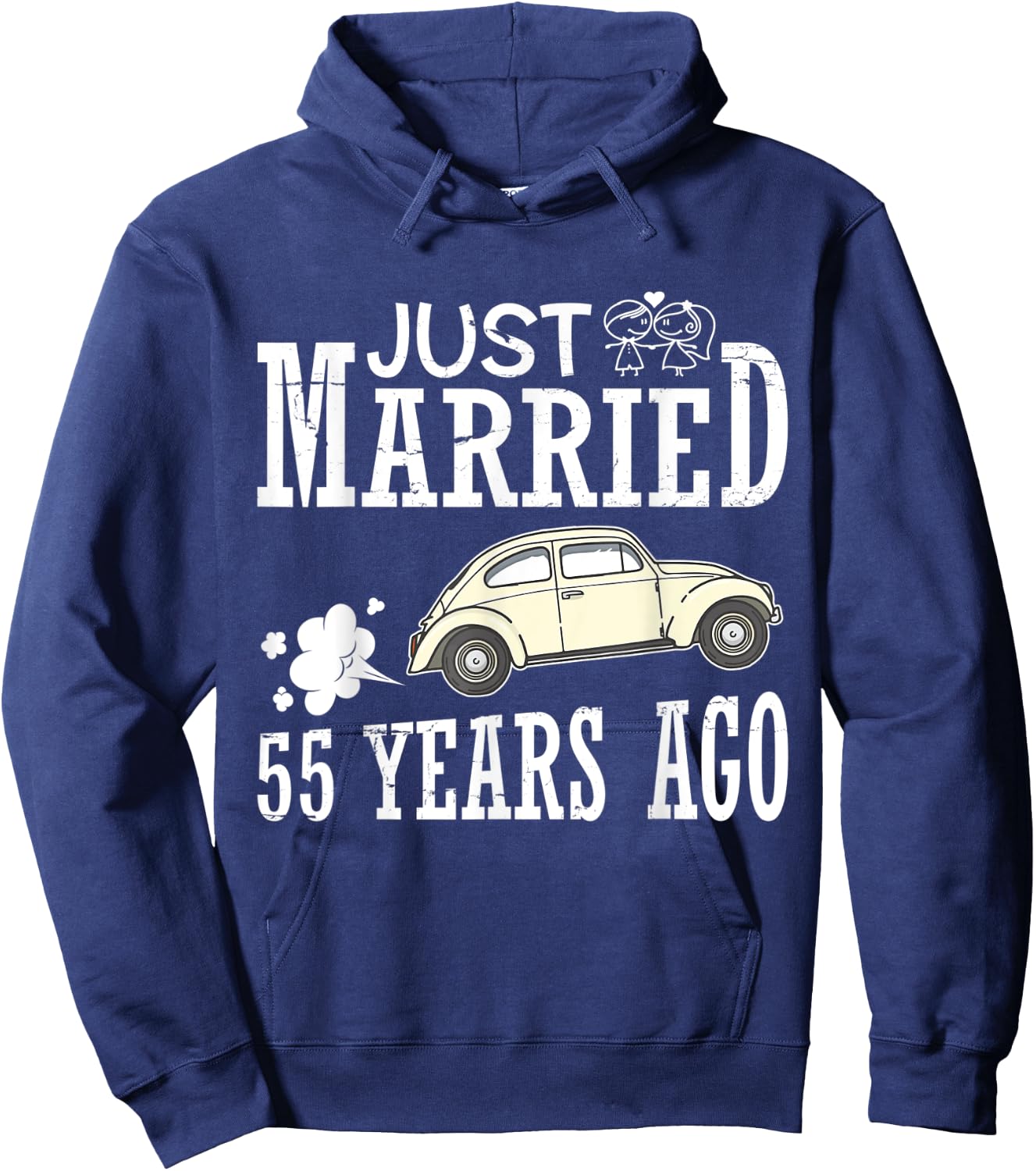 Husband Wife Car Driver Just Married 55 Years Ago Weddin Day Hoodie - Hoodie | Navy