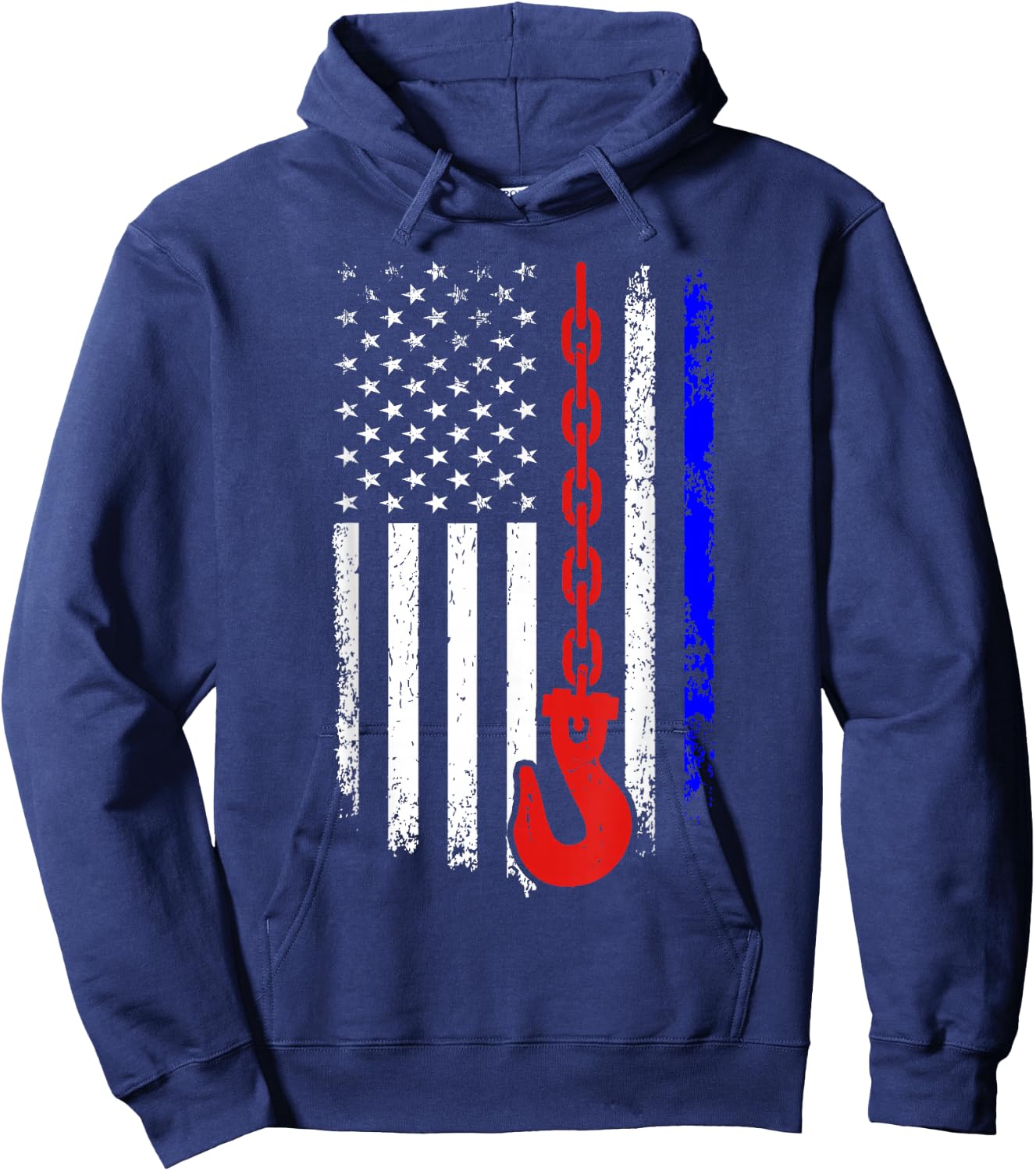 Tow Truck Driver American Flag 4th of July Patriotic USA Hoodie - Hoodie | Navy