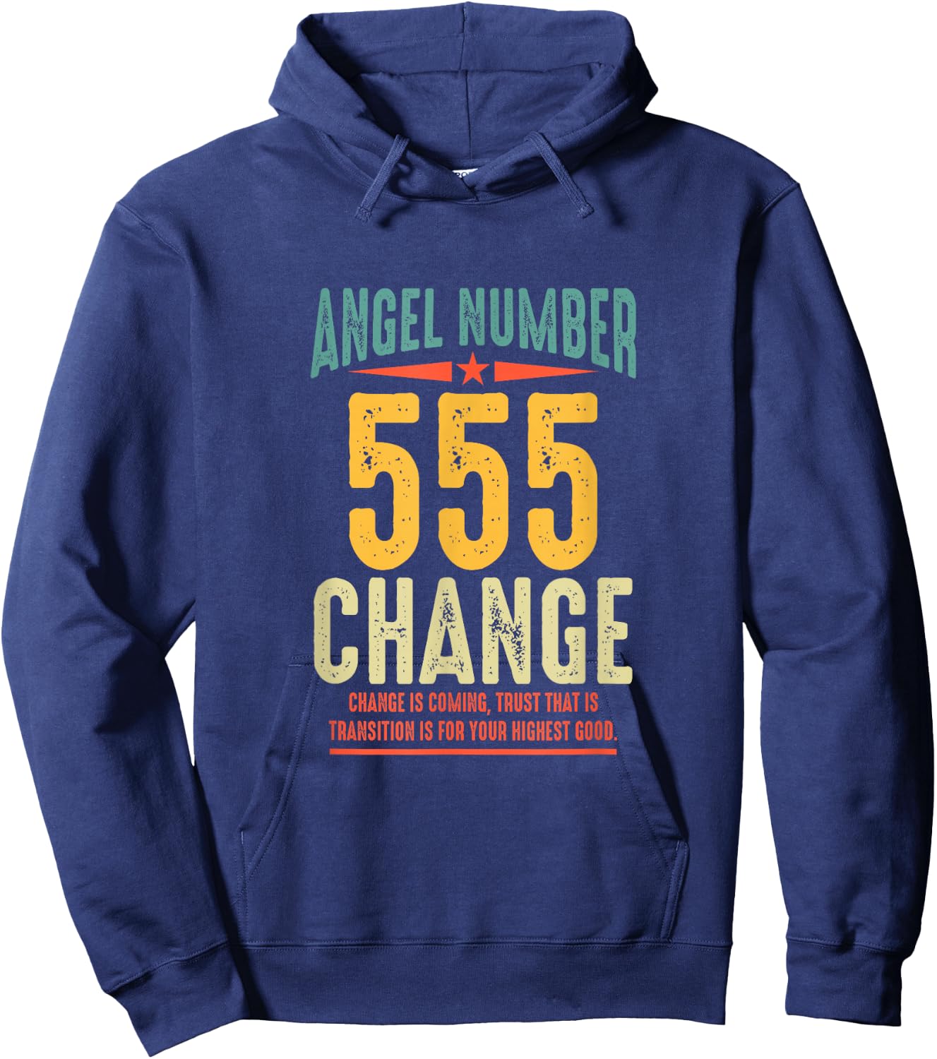 Angel Number 555 Change Retro Vintage Numerology Spiritual Hoodie - Hoodie | Navy