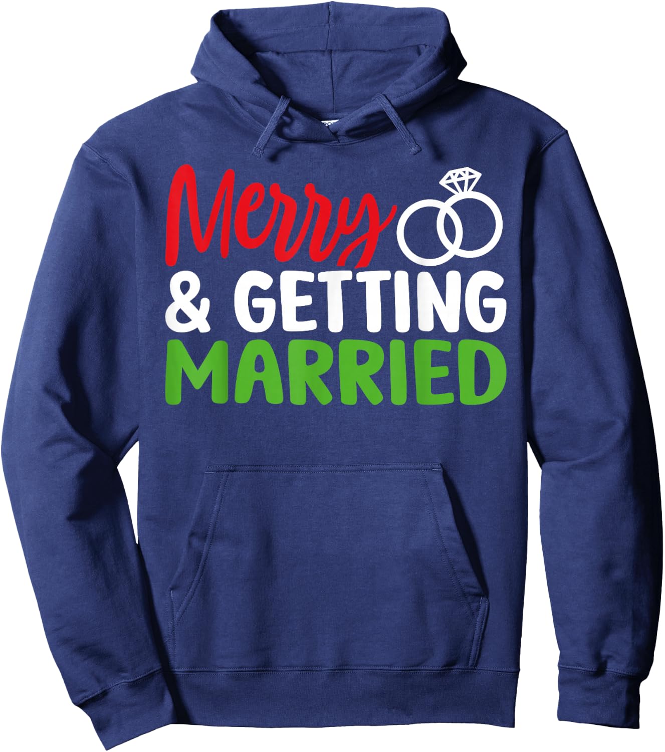 Merry and Getting Married Couples Christmas Pjs Pajamas Hoodie - Hoodie | Navy