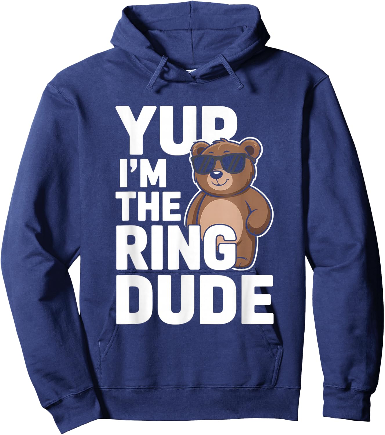 Yup I'm The Ring Dude Bear Ring Bearer Wedding Little Boys Hoodie - Hoodie | Navy