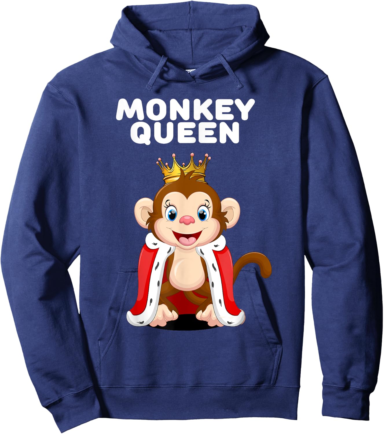 Monkey Shirts for Girls Monkey Queen | Black Cartoon Monkey Hoodie - Hoodie | Navy