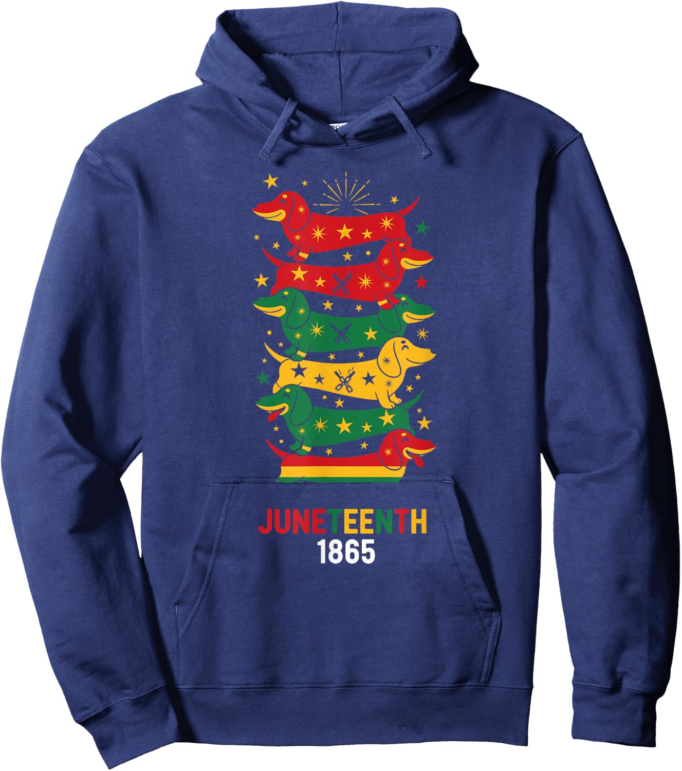 Funny Dachshund Pan African Flag Juneteenth Kids Hoodie - Hoodie | Navy