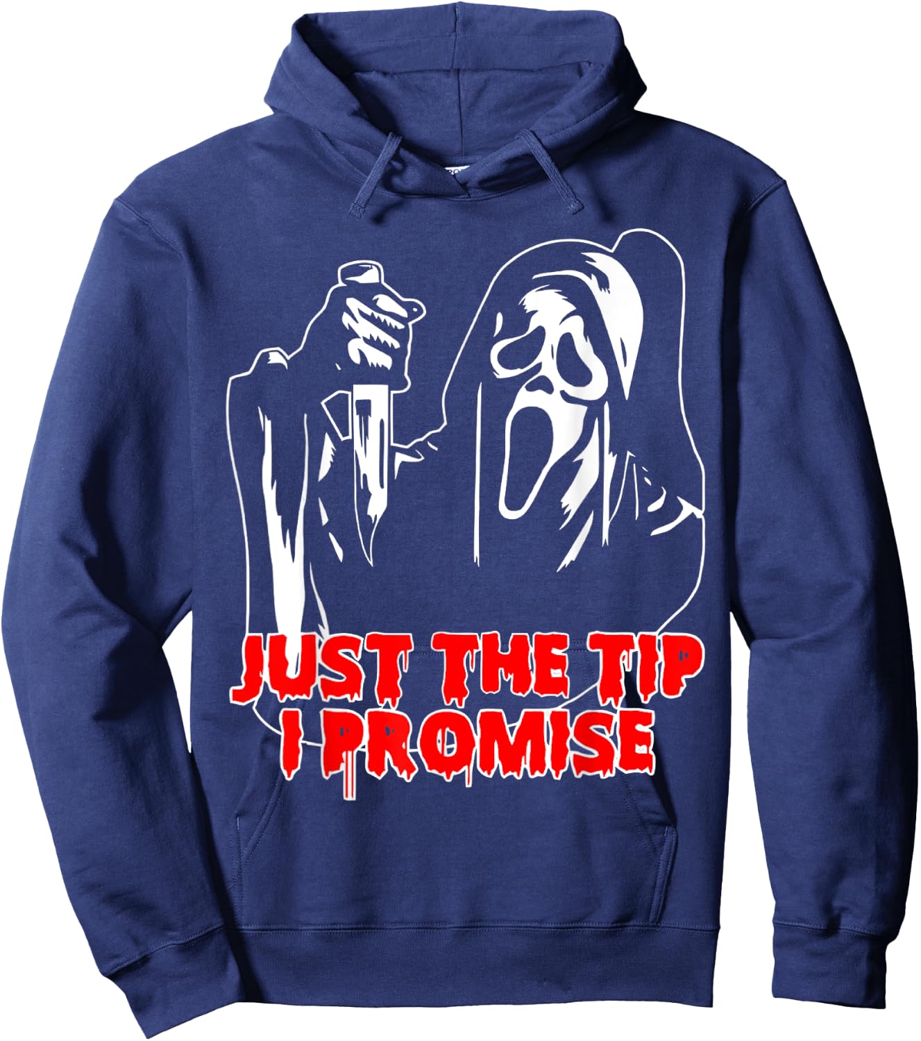 Men Just The Tip I Promise - Horror skeleton skull Halloween Hoodie - Hoodie | Navy