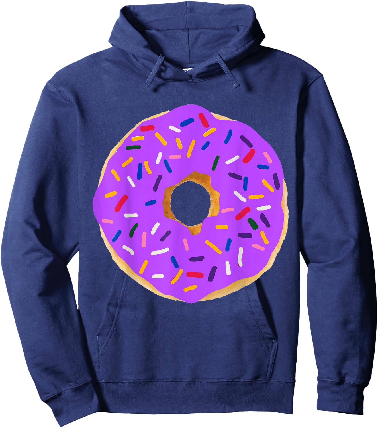 Purple Donut Costume Funny Food Couples Halloween Party BFFs Hoodie - Hoodie | Navy