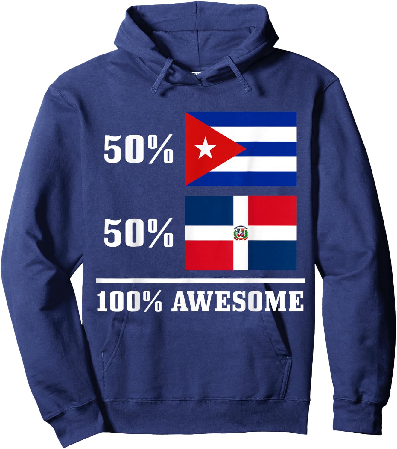 50% Cuba 50% Dominican Republic Cuban Flag Pride Heritage Hoodie - Hoodie | Navy