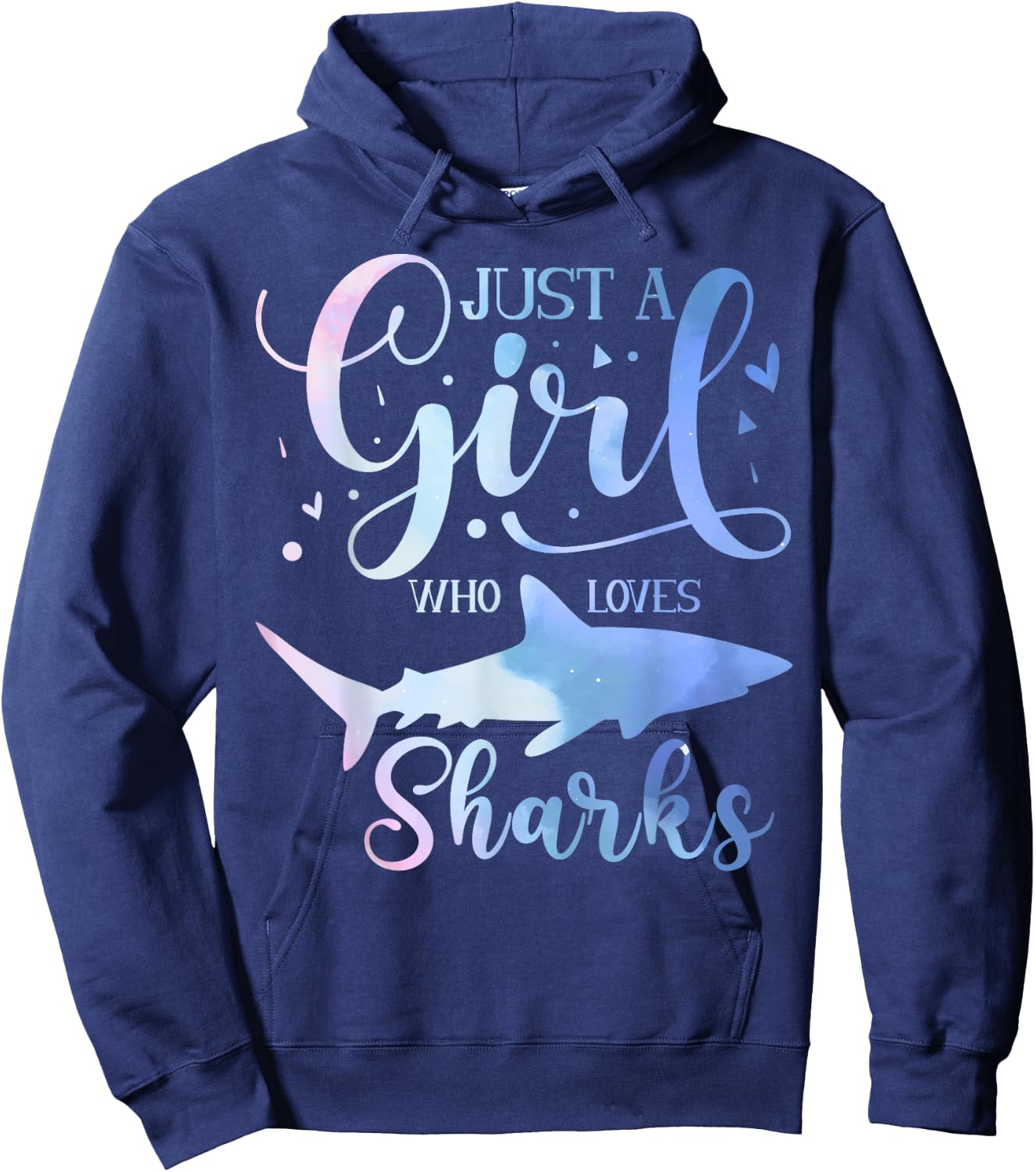 Just A Girl Who Loves Sharks Watercolor Cute Girls Kids Hoodie - Hoodie | Navy