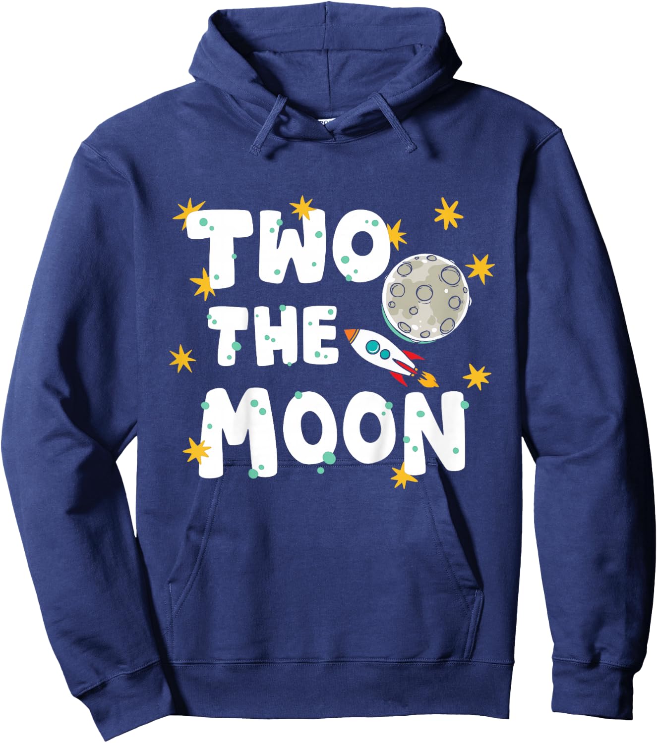 Kids Two The Moon 2 Year Old Birthday Boy Space Astronaut Bday Hoodie - Hoodie | Navy