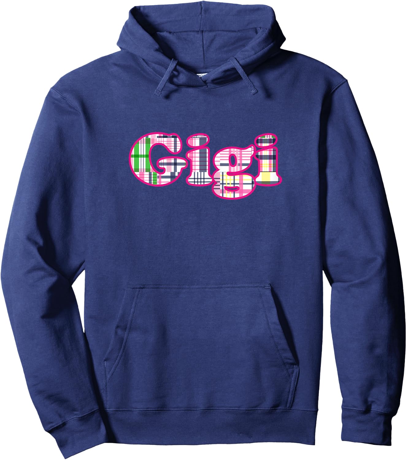 Cute Gigi Madras Plaid for the Southern Preppy Grandma Hoodie - Hoodie | Navy