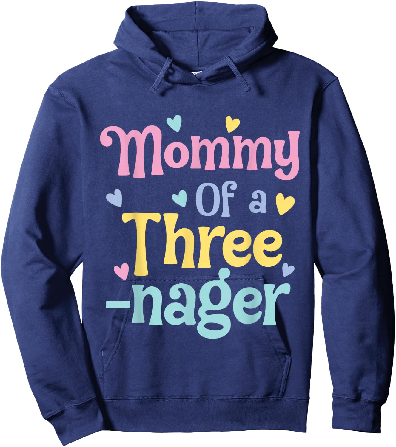 Mommy of A Threenager, 3rd Birthday Matching Family Party Hoodie - Hoodie | Navy