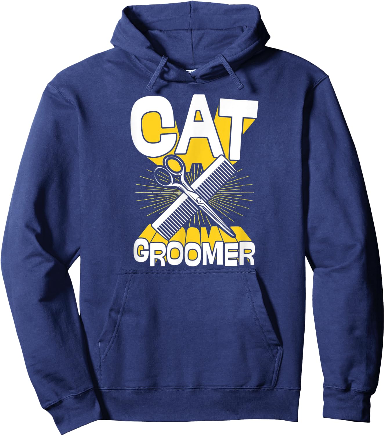 Cat Groomer Cute Retro Vintage Style Funny Comb Scissors Women Hoodie - Hoodie | Navy