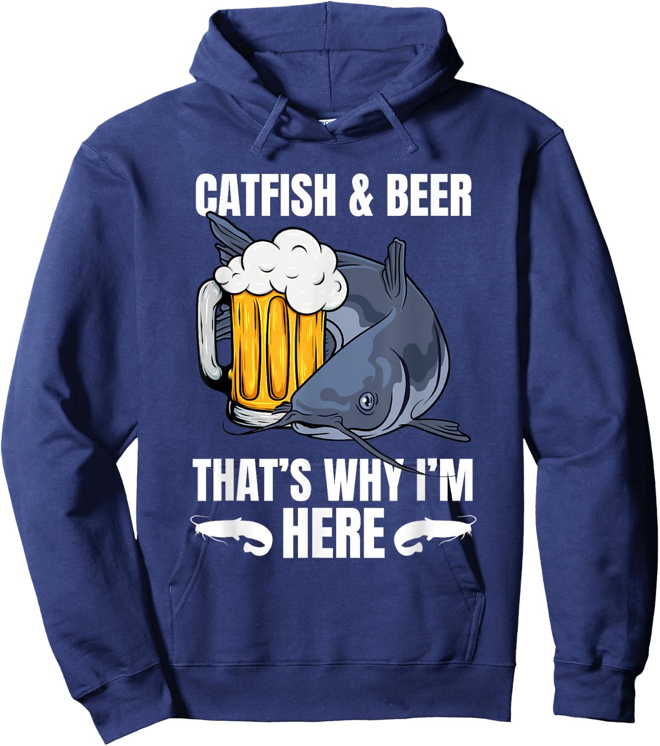 Catfish Fishing – Fisherman Beer Drinking Lover Catfish Bait Hoodie - Hoodie | Navy