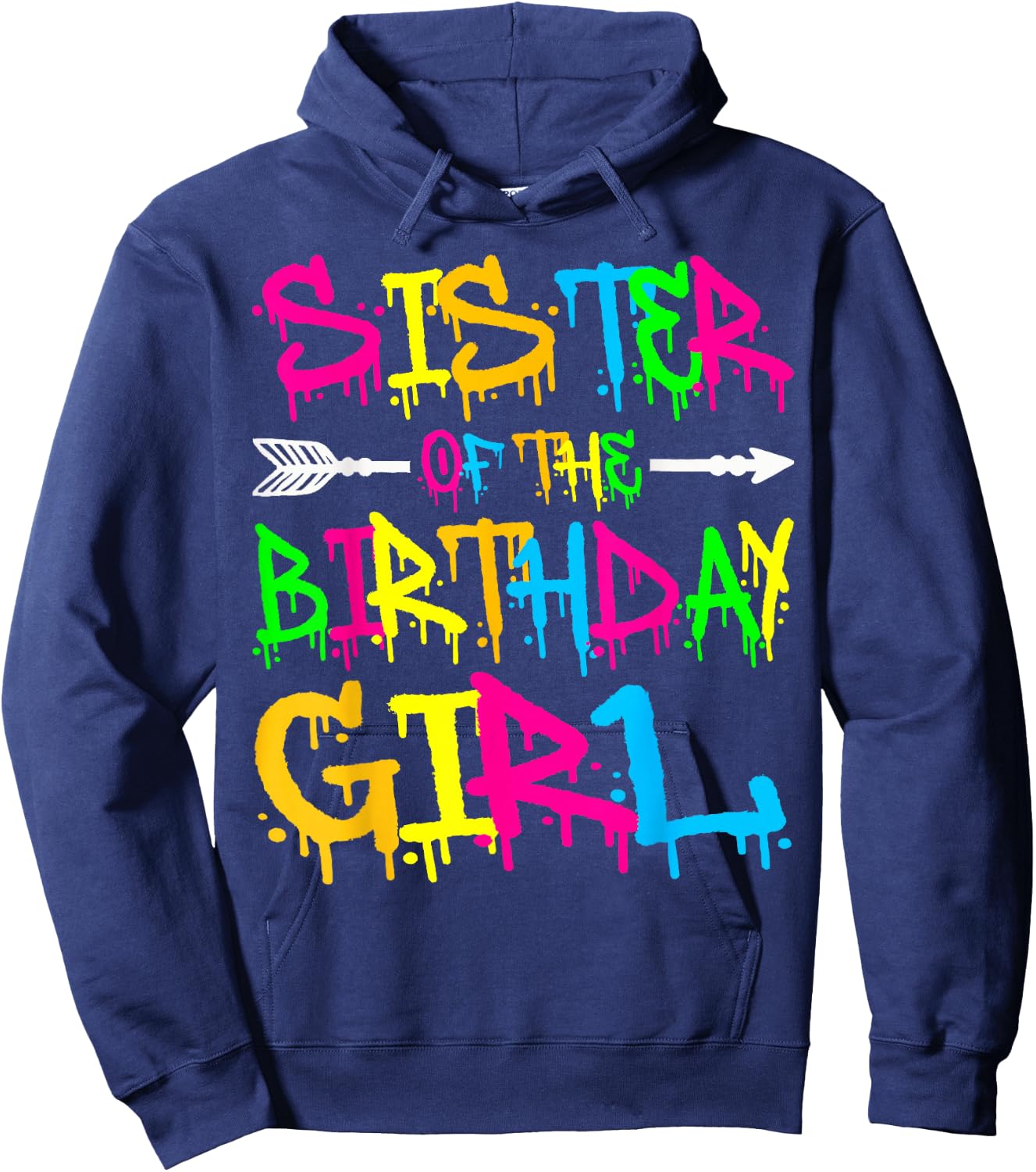 Sister of the Birthday Girl Retro 80's Party Shirt Hoodie - Hoodie | Navy