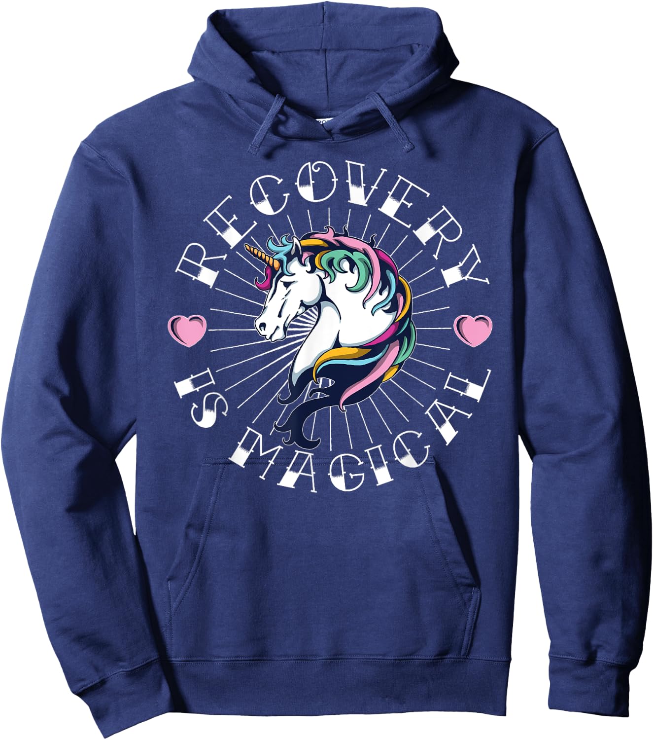 Unicorn Recovery is Magical Tattoo Art For NA AA Sobriety Hoodie - Hoodie | Navy
