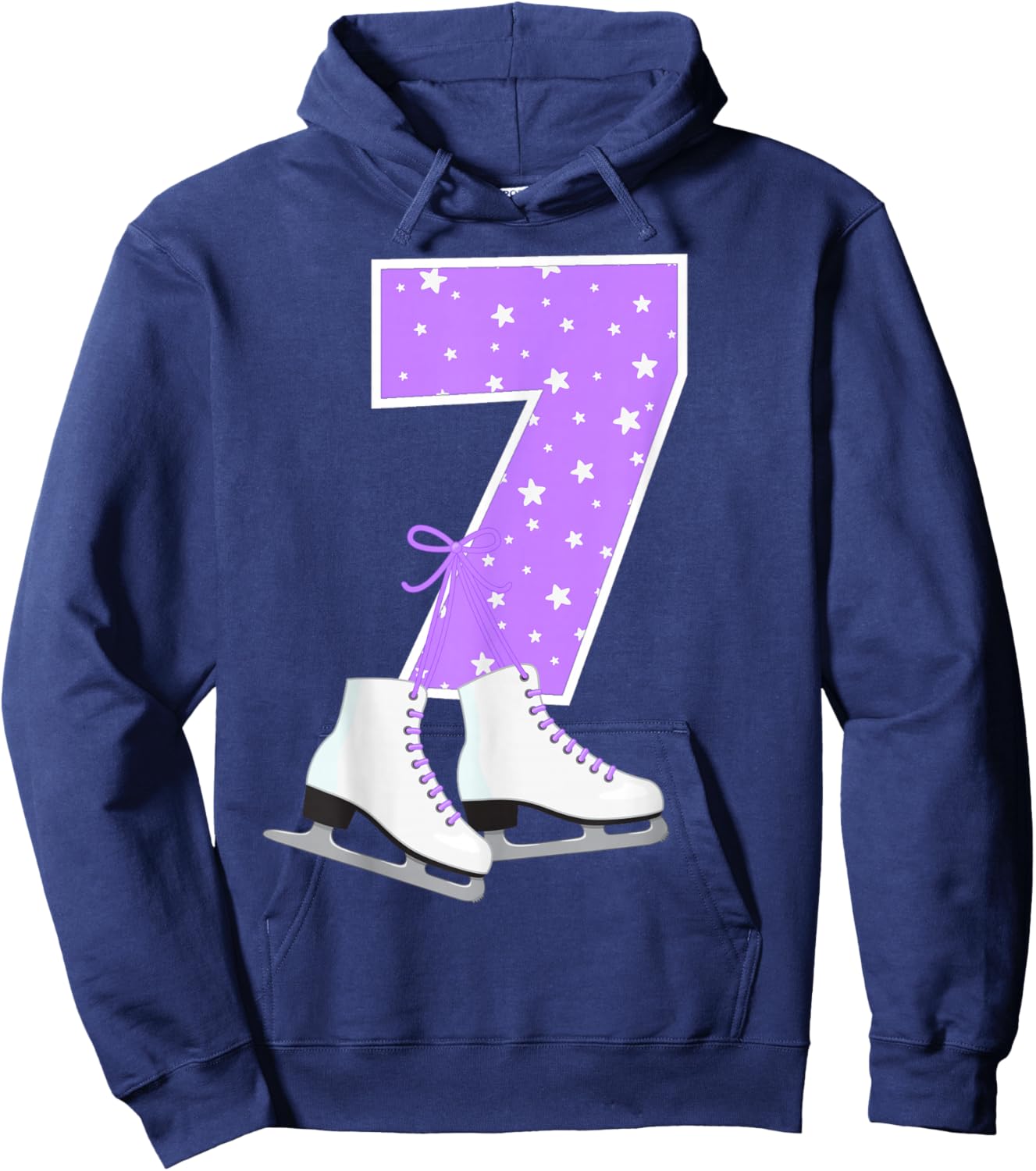 Kids Ice Skating 7 Years I'm 7 Birthday Girl Ice Skate Party Hoodie - Hoodie | Navy
