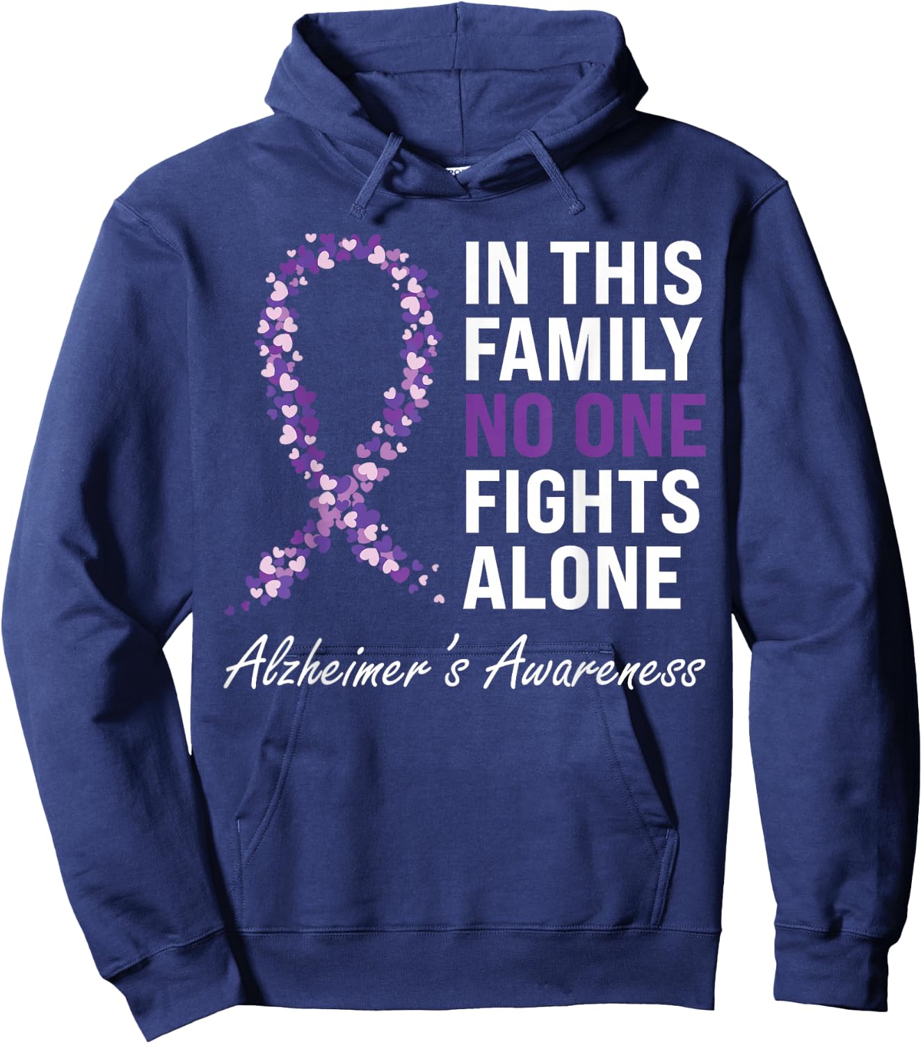 Alzheimer's Awareness Purple Ribbon Dementia Mom Dad Grandpa Hoodie - Hoodie | Navy