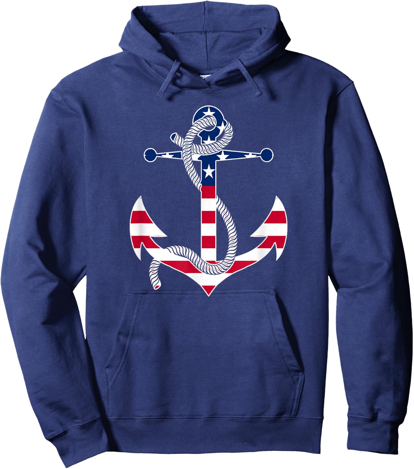 American Flag Patriotic Anchor - Memorial Day 4th of July Hoodie - Hoodie | Navy
