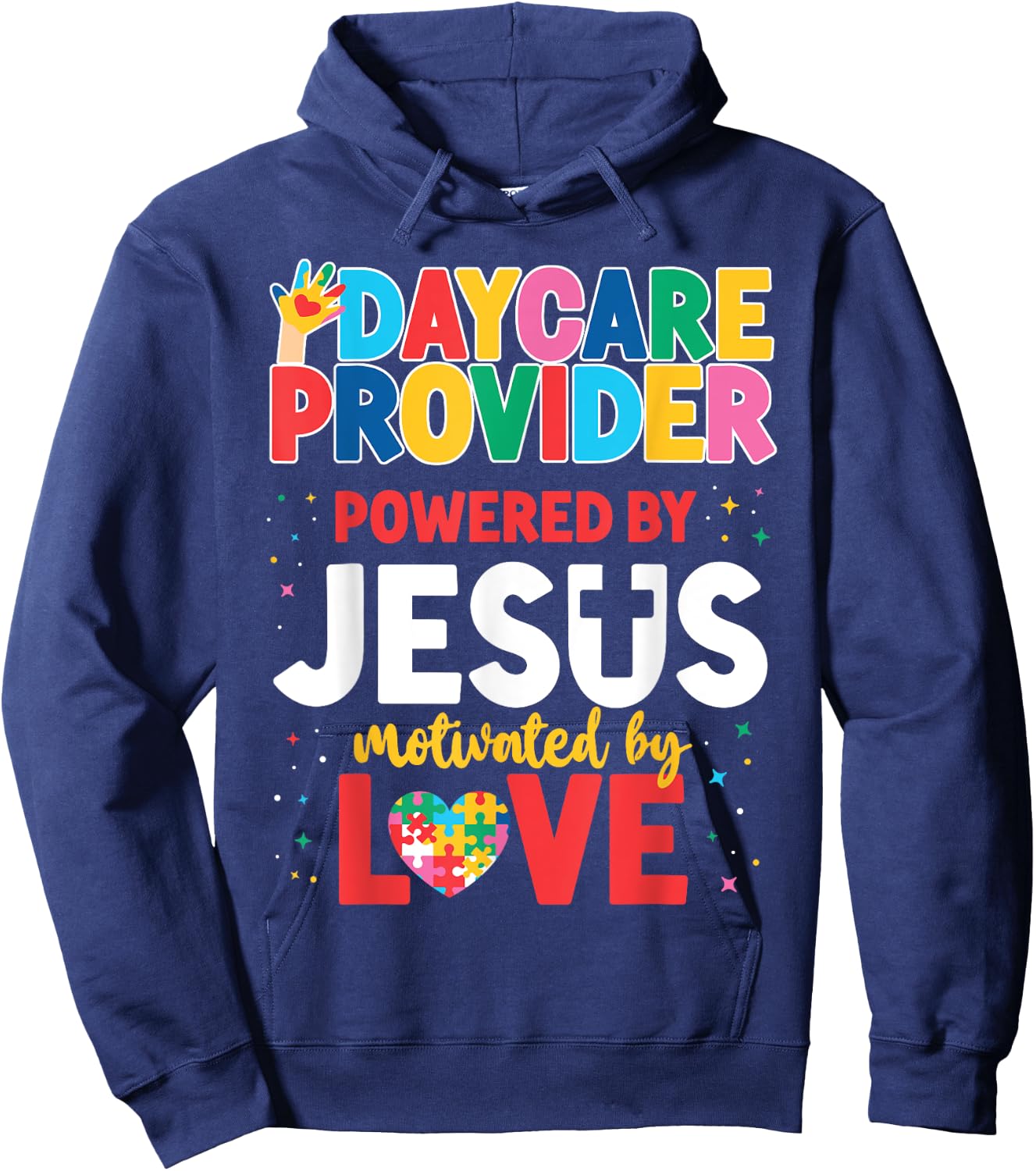 Childcare Daycare Provider Teacher Babysitter Jesus Faith Men Women Girls Kids Hoodie - Hoodie | Navy