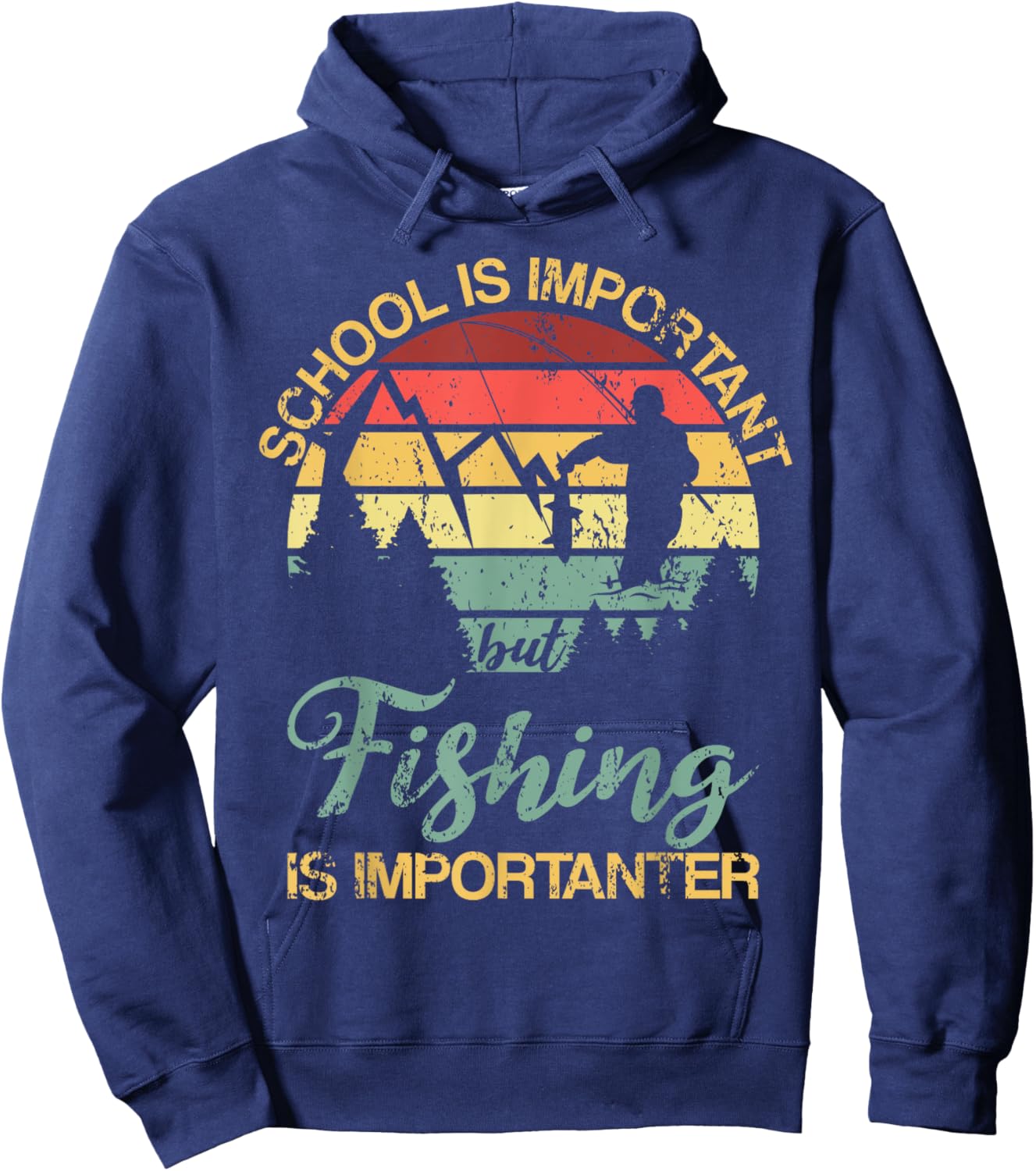 School Is Important But Fishing Is Importanter Youth Kids Hoodie - Hoodie | Navy