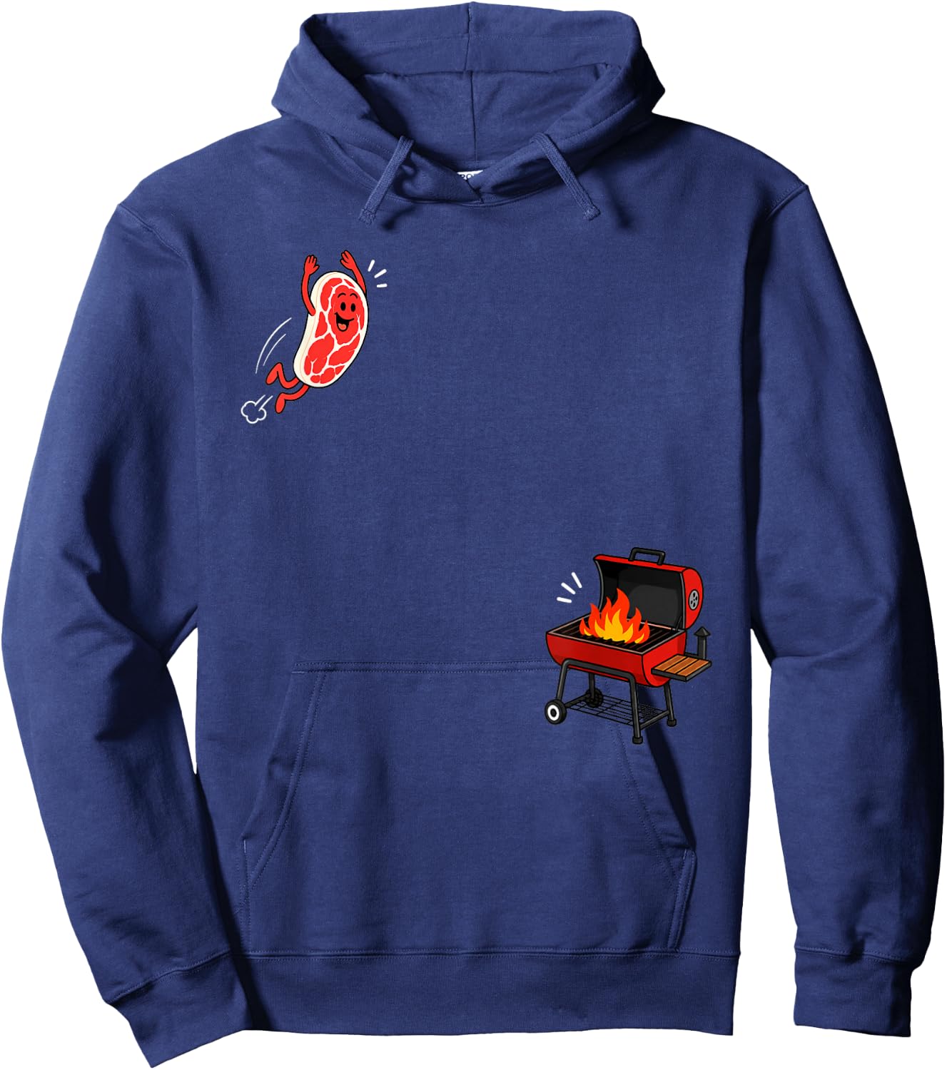 Steak Dive Funny Flying Steak BBQ Grilling Cartoon Humor Art Hoodie - Hoodie | Navy