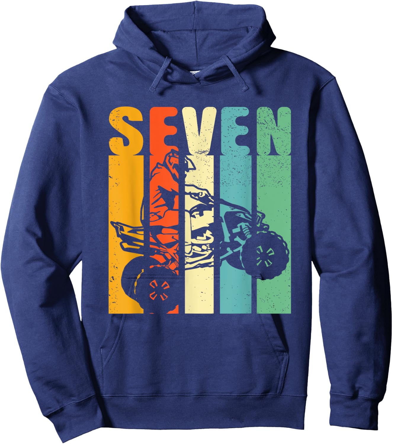 7th Birthday ATV Off Road Four Wheeler Quad Bike Mud Racing Hoodie - Hoodie | Navy