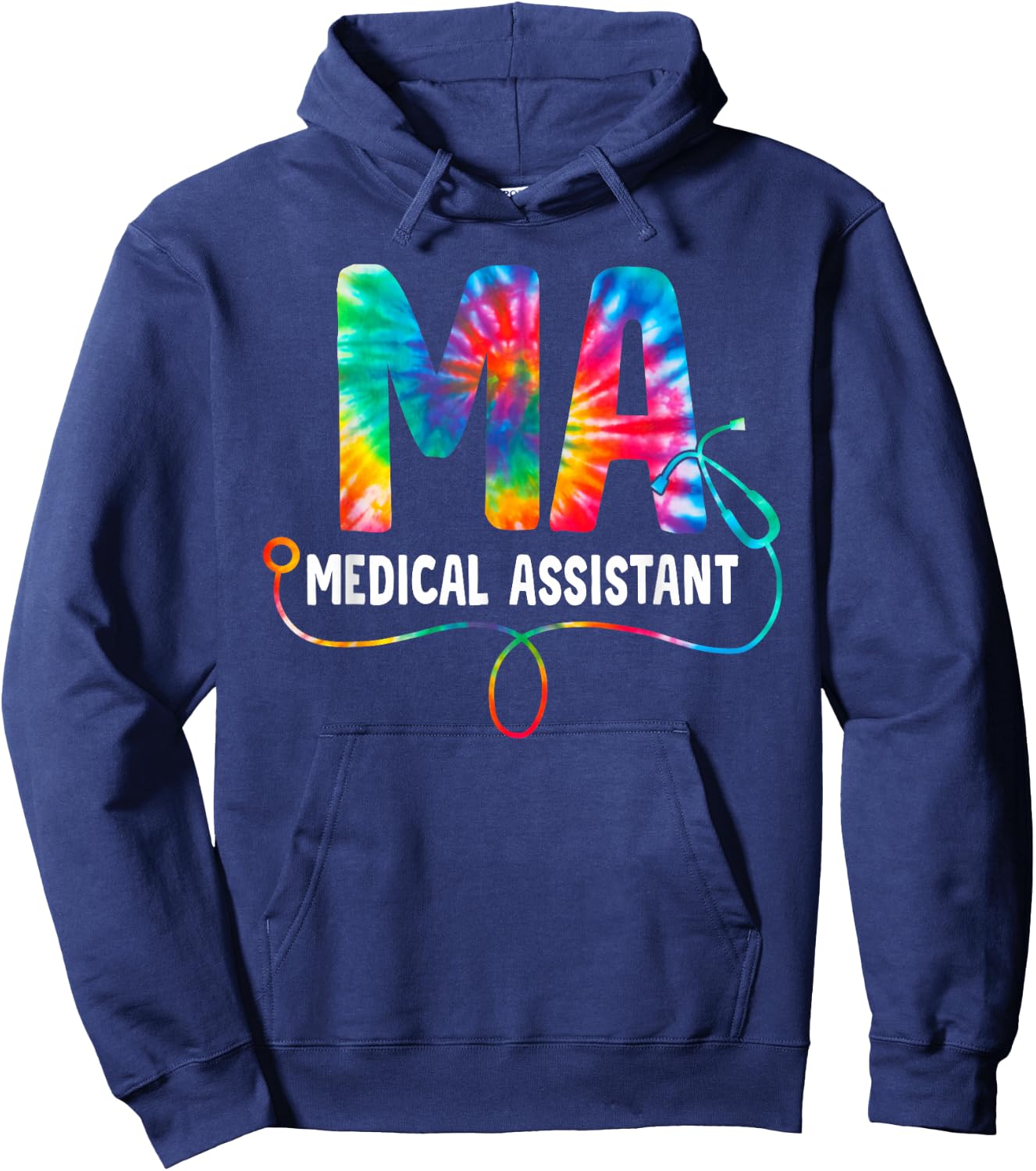 Tie Dye MA Medical Assistant Nurse Stethoscope MA Hoodie - Hoodie | Navy