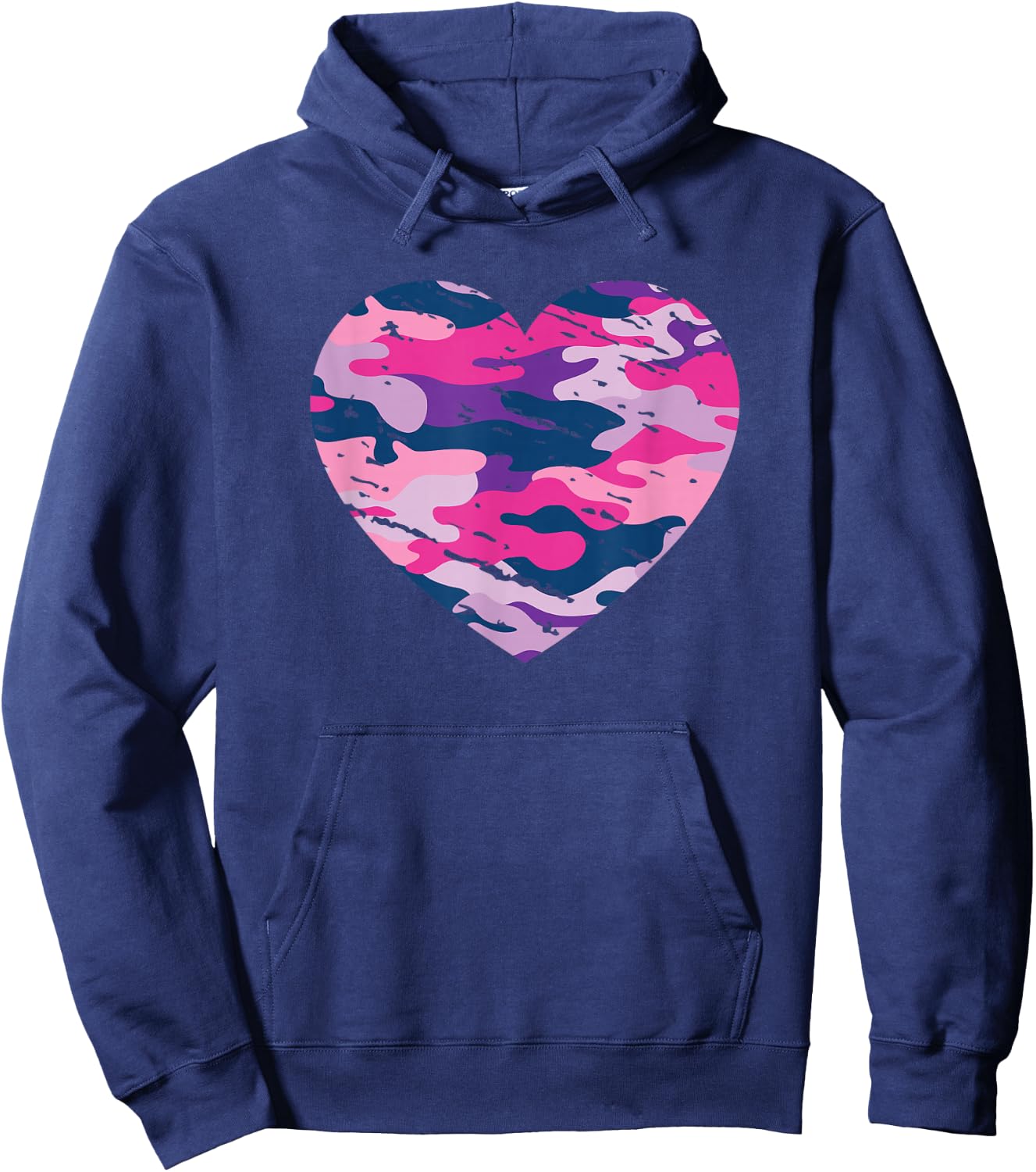 Camouflage Pink Blue Lavender Purple Camo Aesthetic Heart Hoodie - Hoodie | Navy