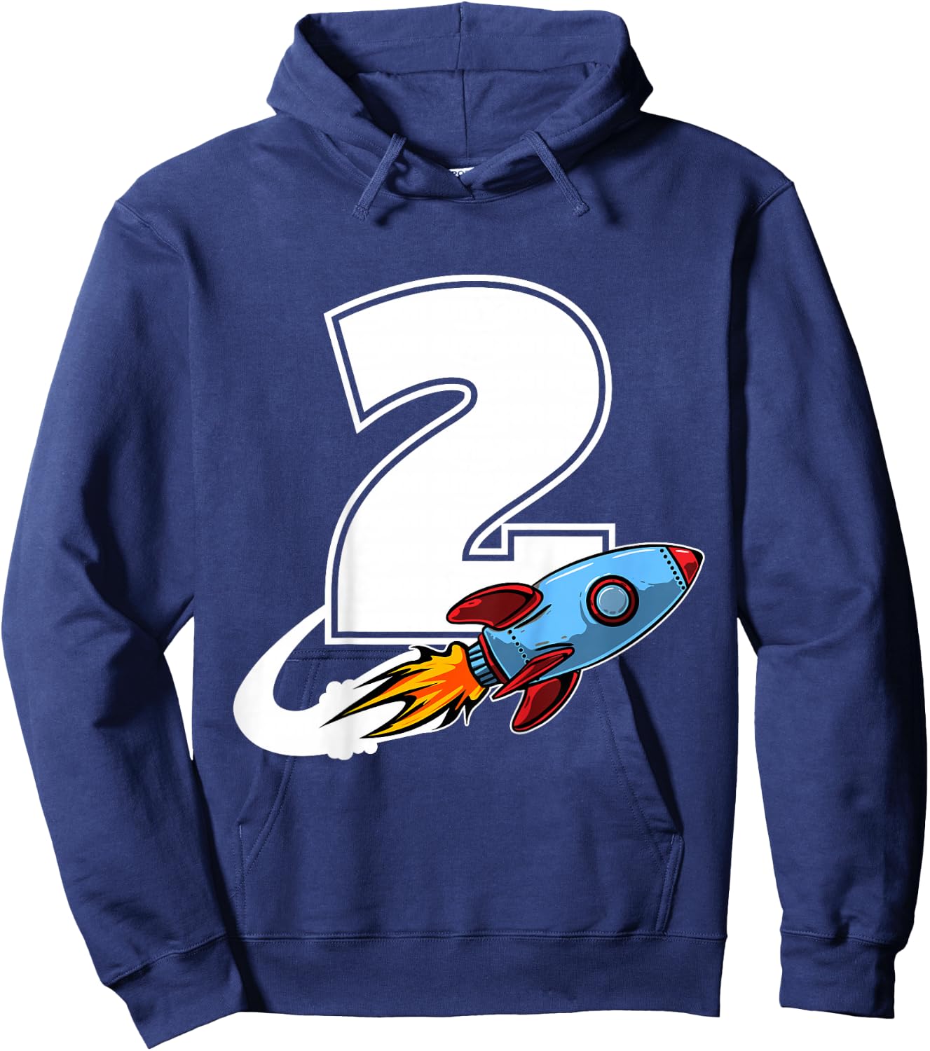 Outer Space 2 Year Old 2nd Birthday Two Rocket Ship Party Hoodie - Hoodie | Navy