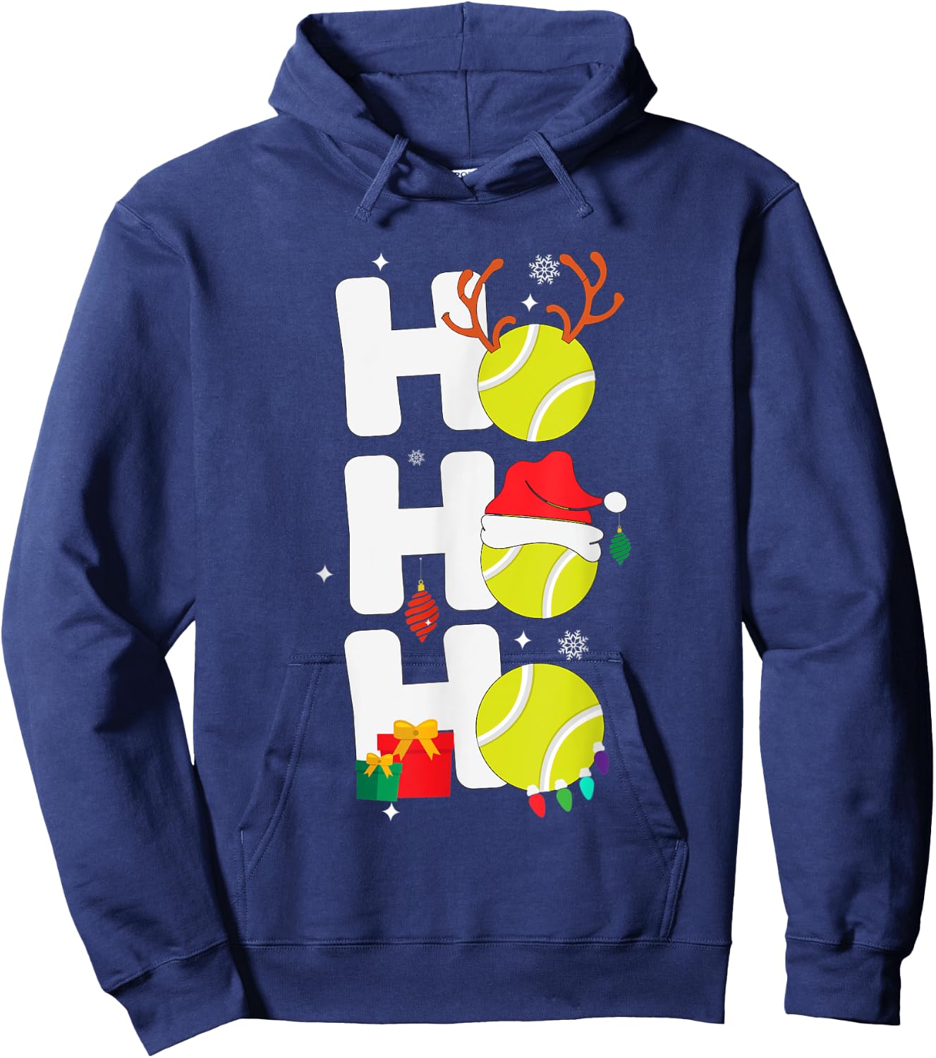 Christmas Funny Ho Ho Ho tennis Santa Lover Hoodie - Hoodie | Navy
