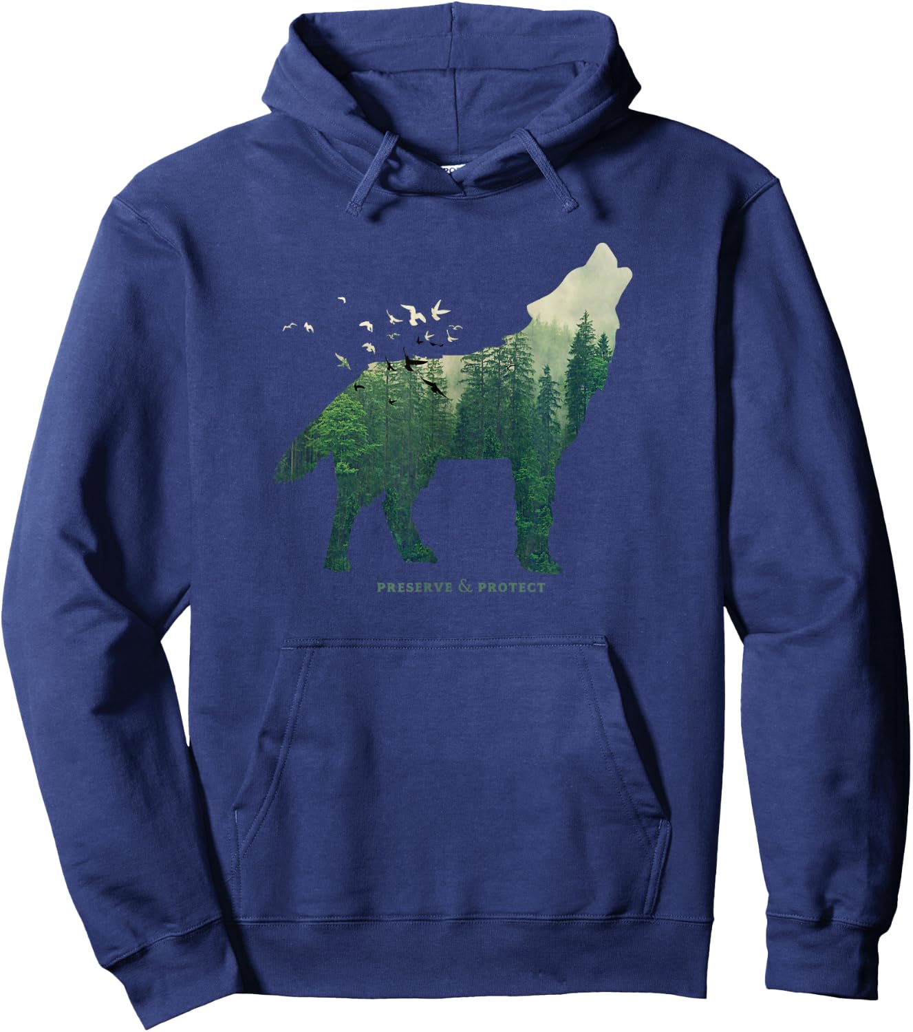 Vintage National Park Wolf Preserve & Protect Nature Hoodie - Hoodie | Navy