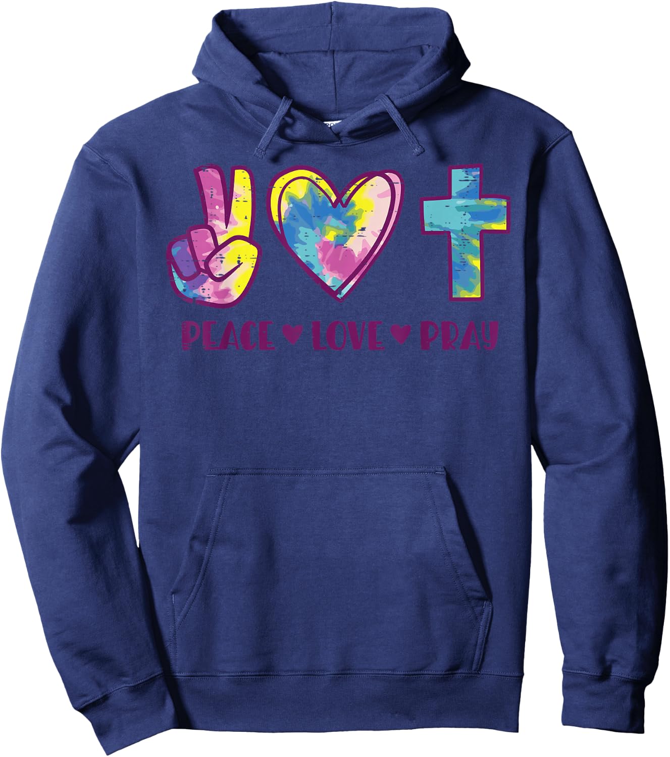 Peace Love Pray God Jesus Christian Hippie Men Women Kids Hoodie - Hoodie | Navy