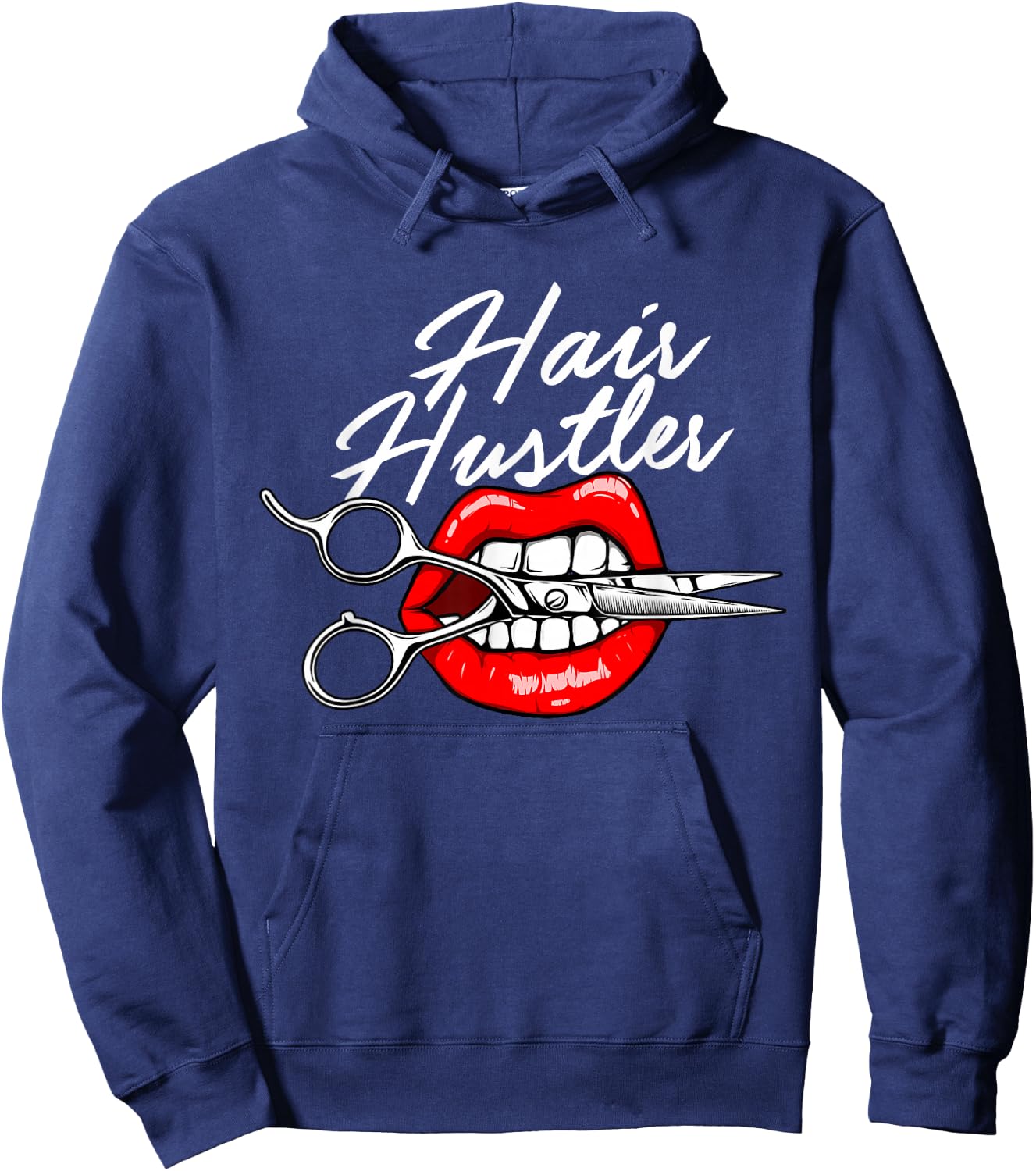 Hair Hustler - Red Lips Hairdresser Scissors Hair Salon Hoodie - Hoodie | Navy