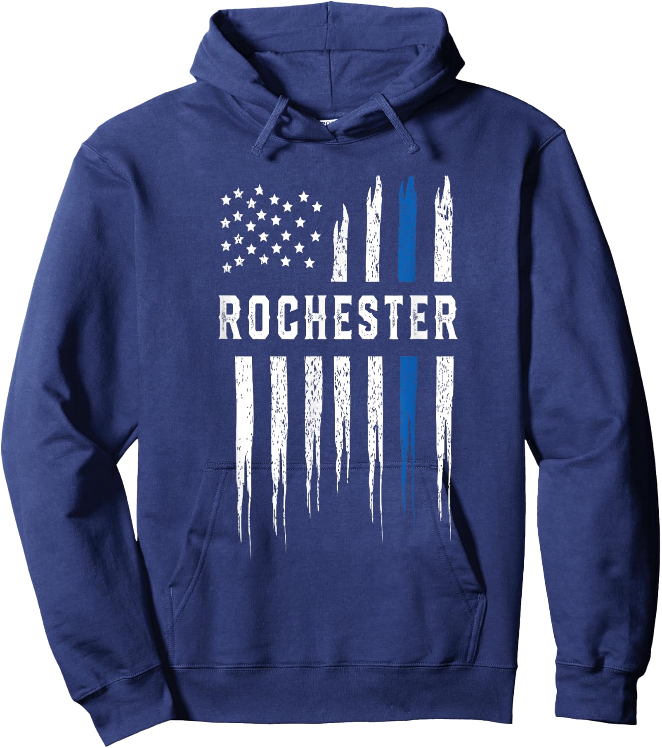Thin Blue Line Heart Rochester Police Officer New York Cops Hoodie - Hoodie | Navy